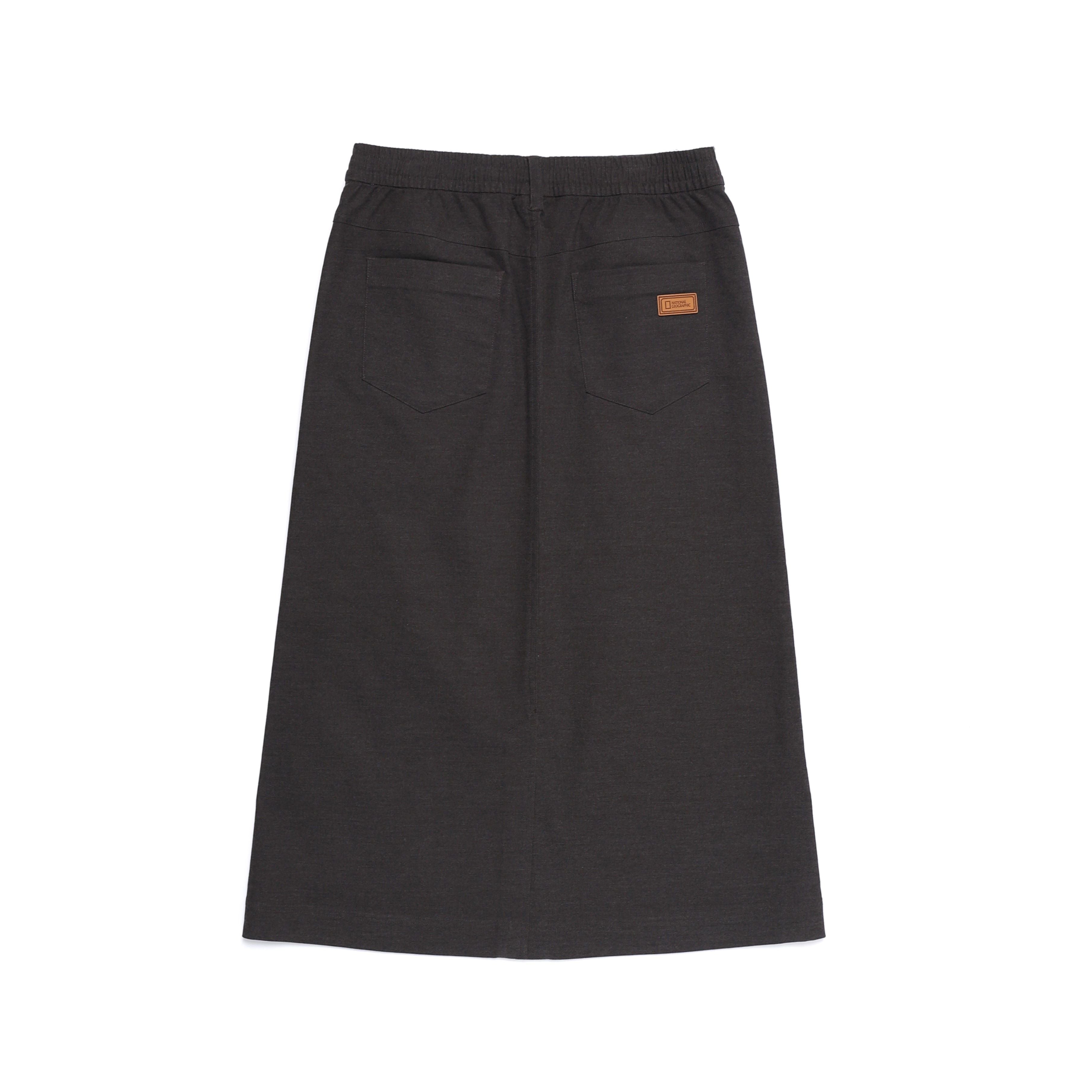 WOMEN DENIMLIKE LONG SKIRT BLACK BROWN