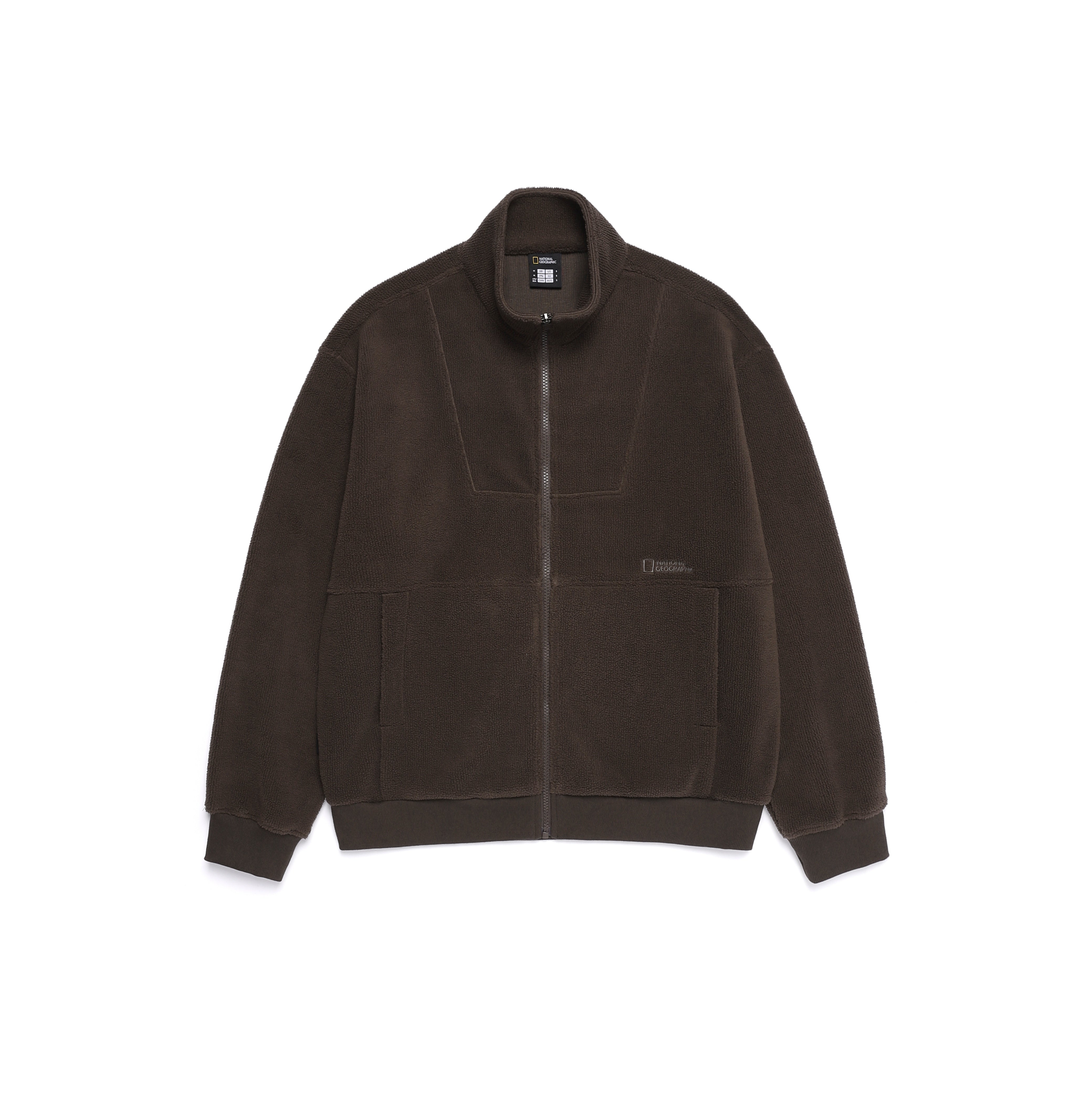 FLEECE HIGH NECK ZIP UP BROWN