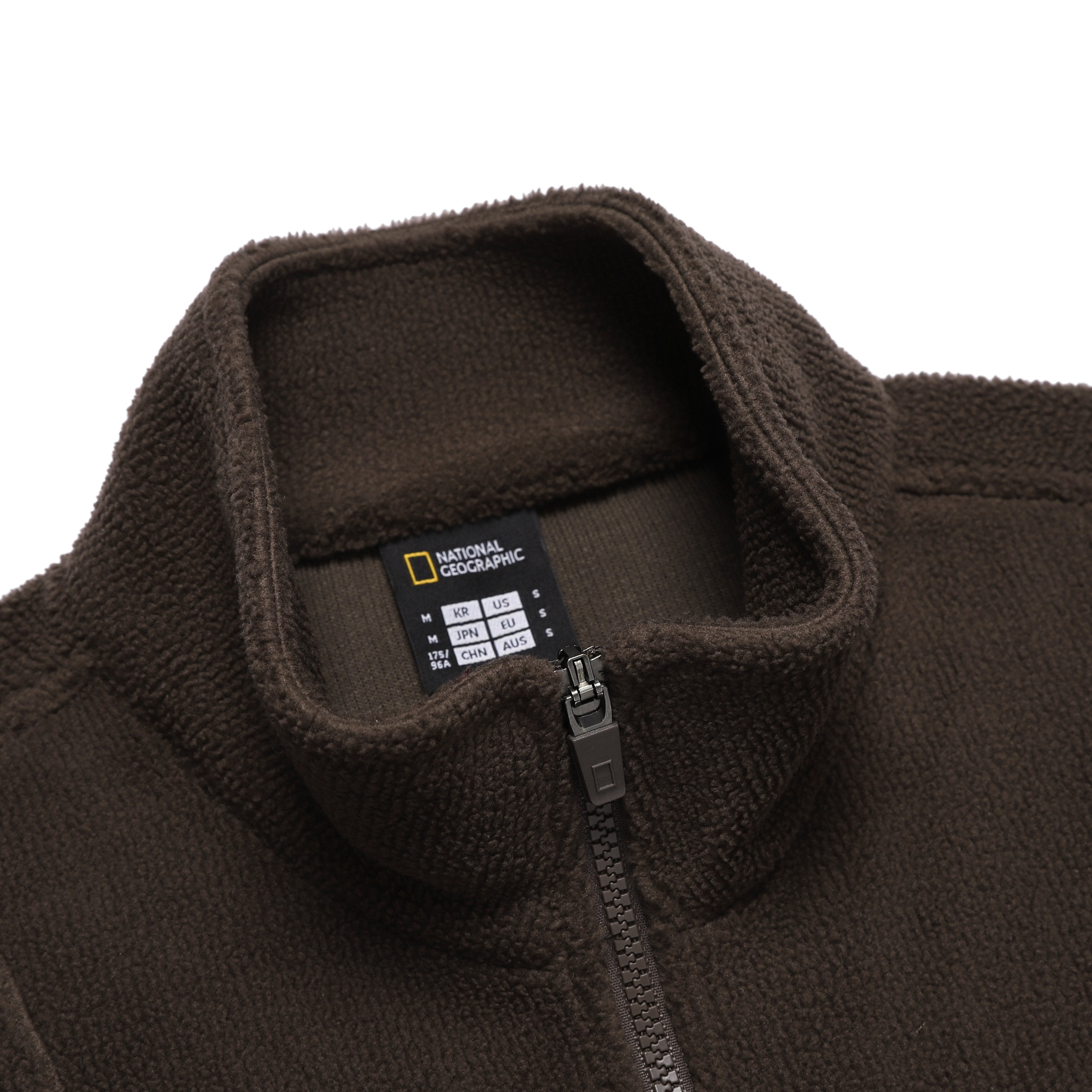 FLEECE HIGH NECK ZIP UP BROWN