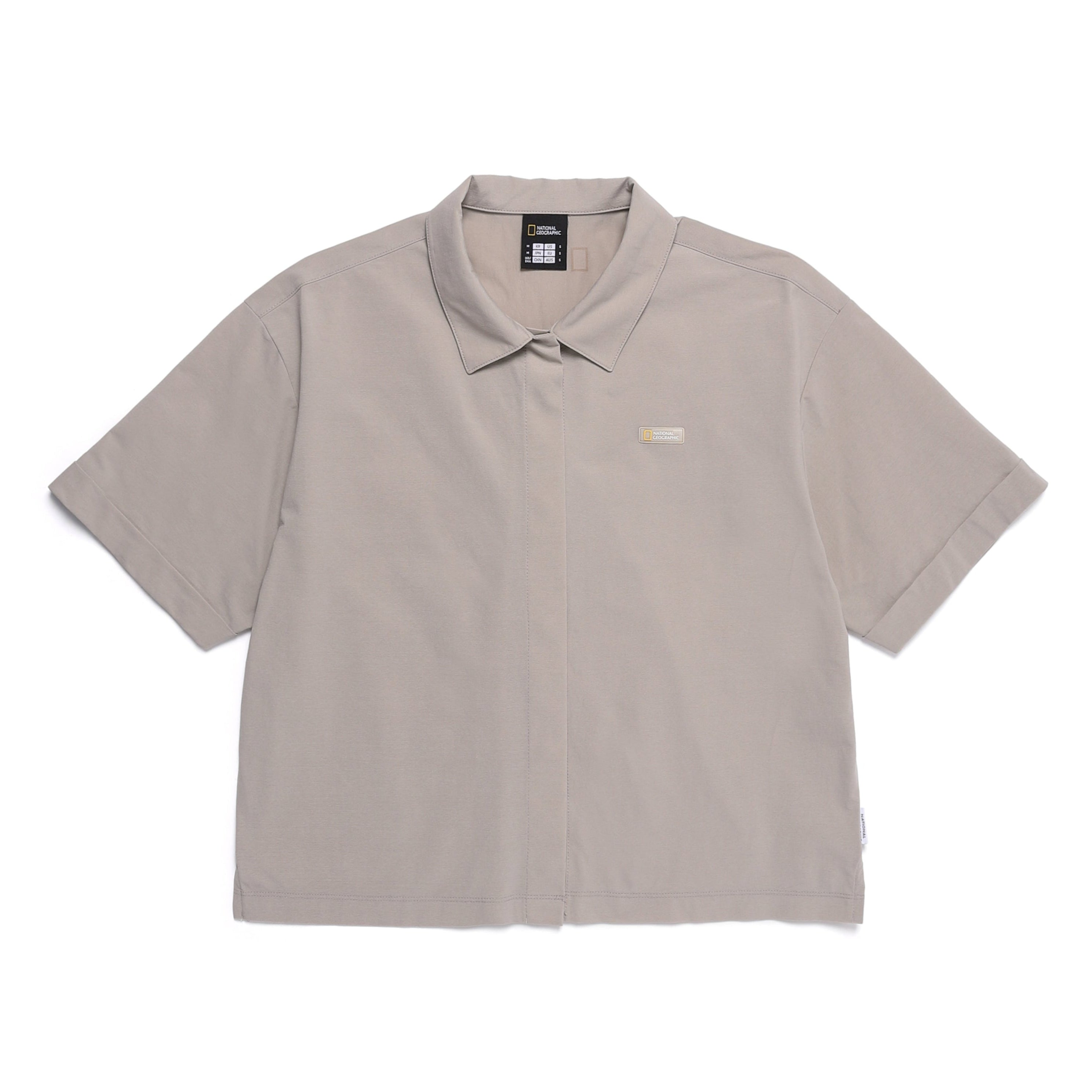 WOMEN FROZEN AIR SEMI CROP SHORT SLEEVE SHIRT MOURNING GREY