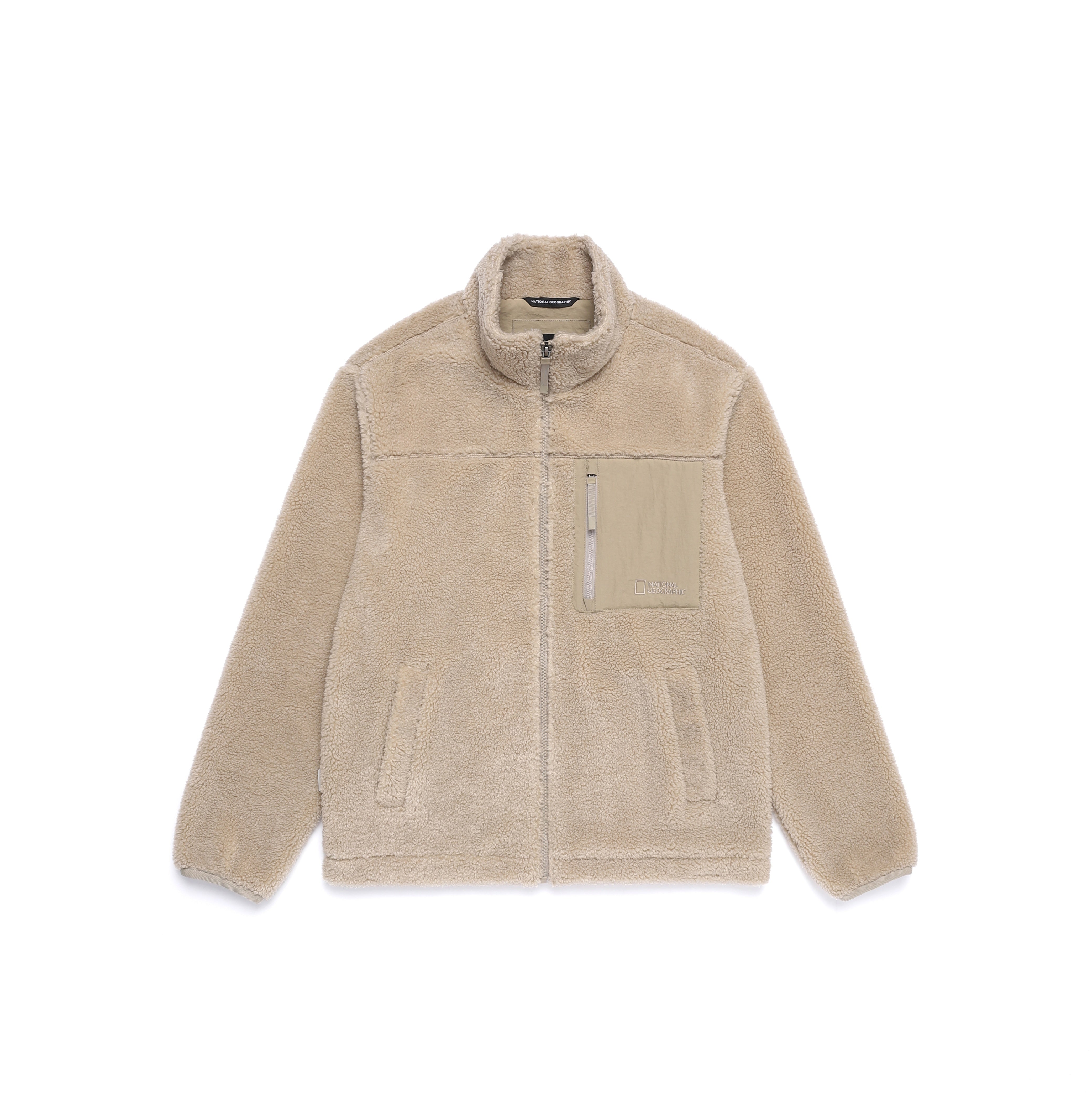 COTTONI FLEECE STANDNECK FLEECE JACKET MOURNING BEIGE