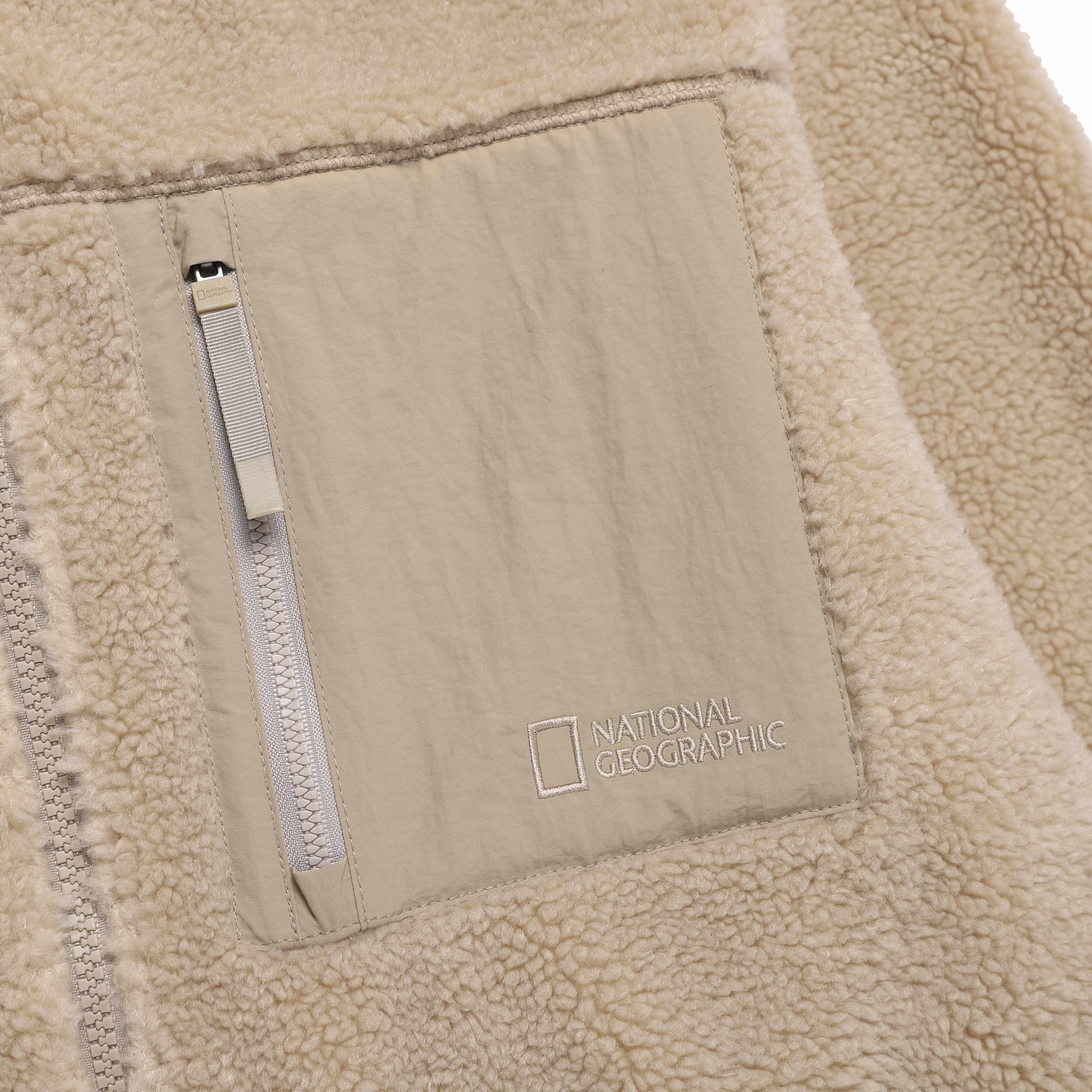 COTTONI FLEECE STANDNECK FLEECE JACKET MOURNING BEIGE