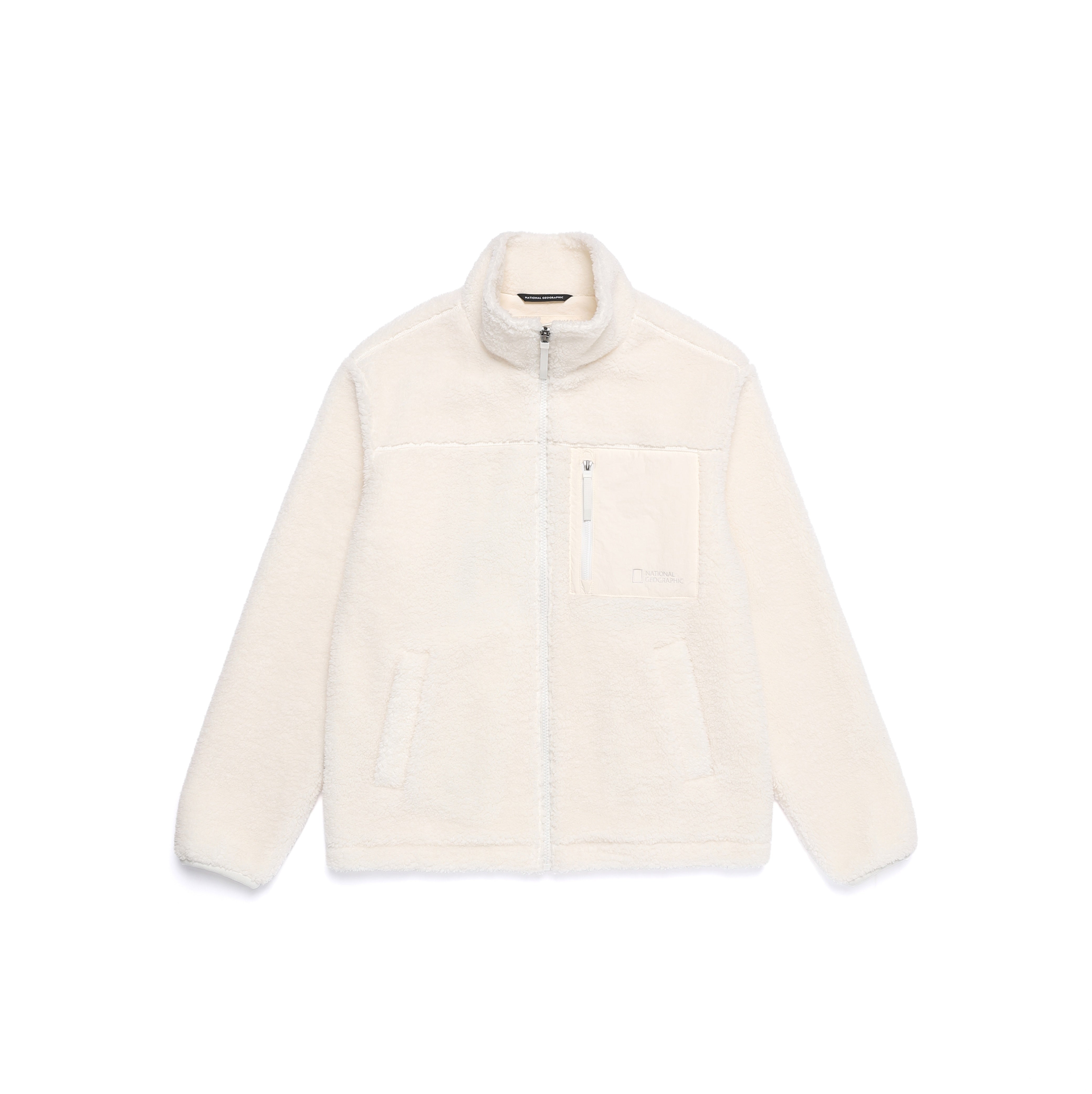 COTTONI FLEECE STANDNECK FLEECE JACKET O/WHITE