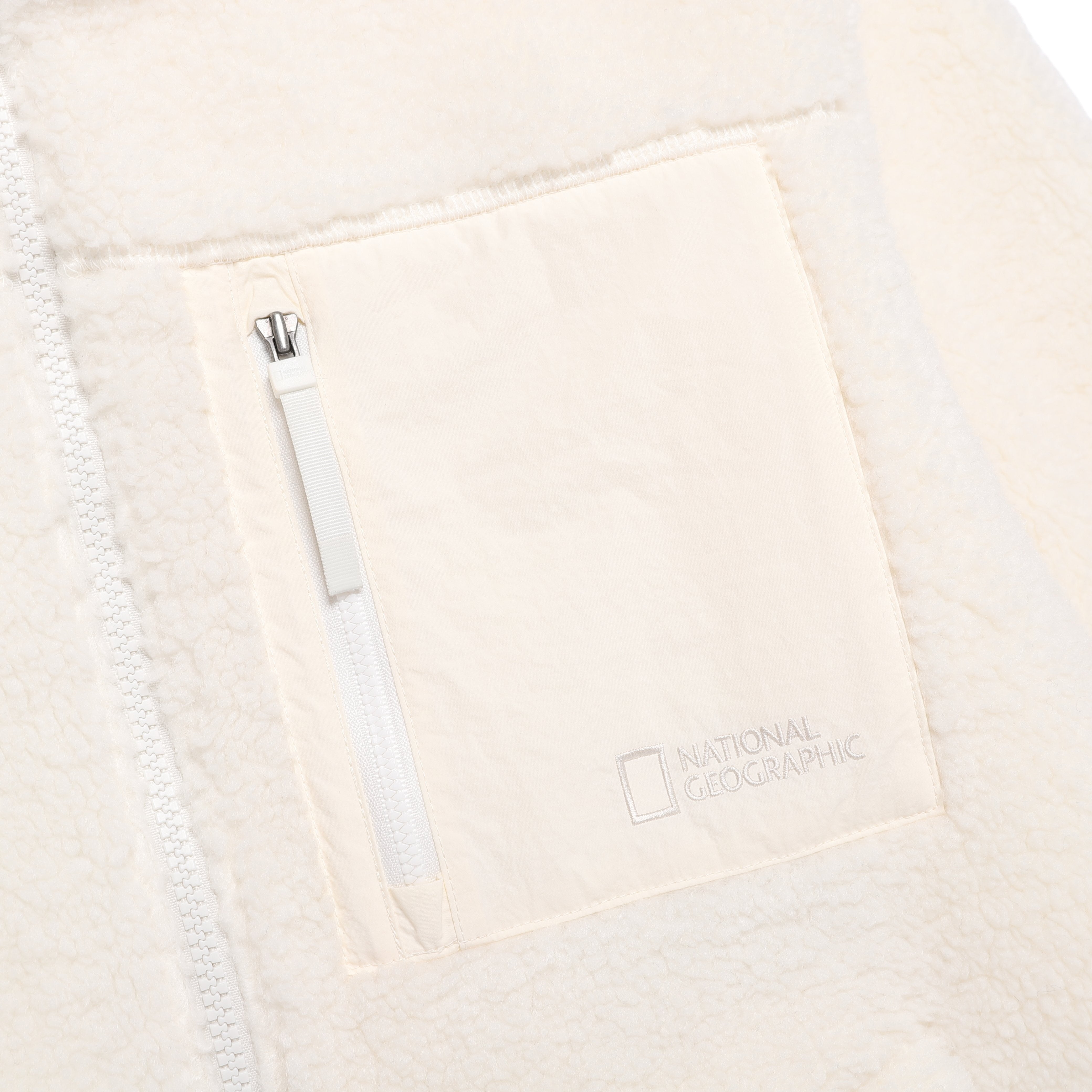 COTTONI FLEECE STANDNECK FLEECE JACKET O/WHITE