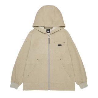 KIDS ADVENTURE HOODED FULL ZIP-UP JUMPER L/BEIGE