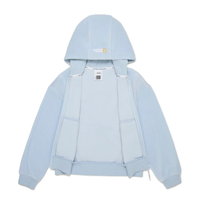 KIDS VELOUR HOODIE FULL-ZIP UP ICE BLUE