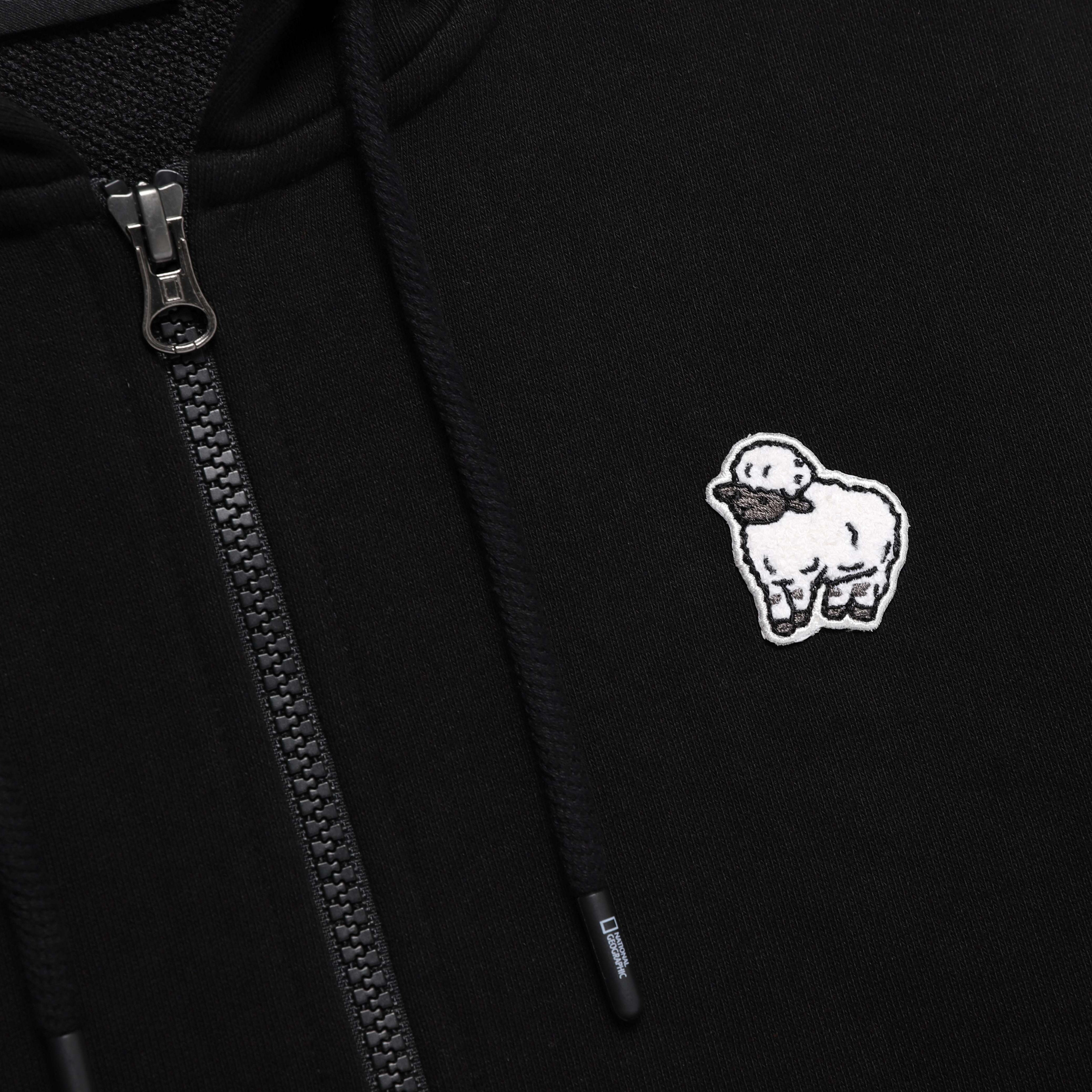 WOMEN ANIMAL WAPPEN TRAINING HOODIED ZIP-UP BLACK