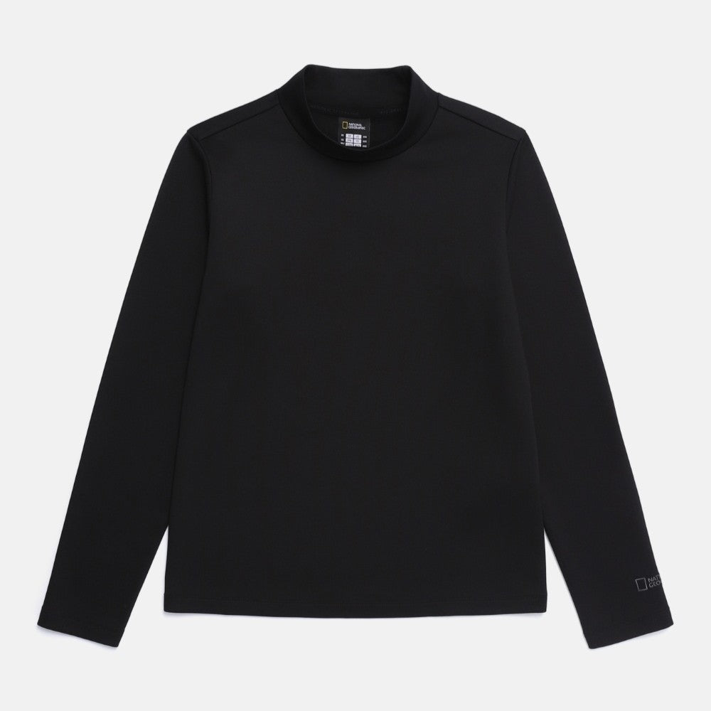 WOMEN HALF NECK LONG SLEEVE T-SHIRT BLACK