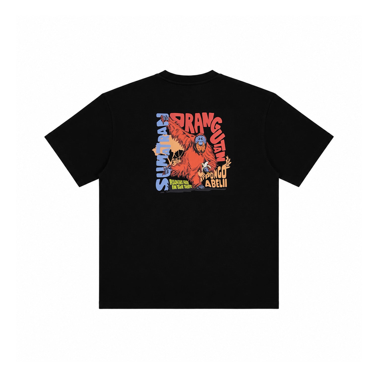 INDONESIA ORANGUTAN SHORT SLEEVE T-SHIRT (SEMI OVER FIT) BLACK