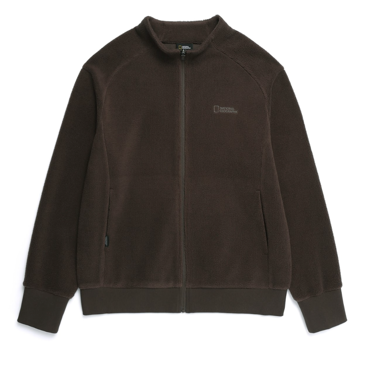 WOMEN MODIFIED FLEECE HIGH NECK FULL ZIP-UP BROWN