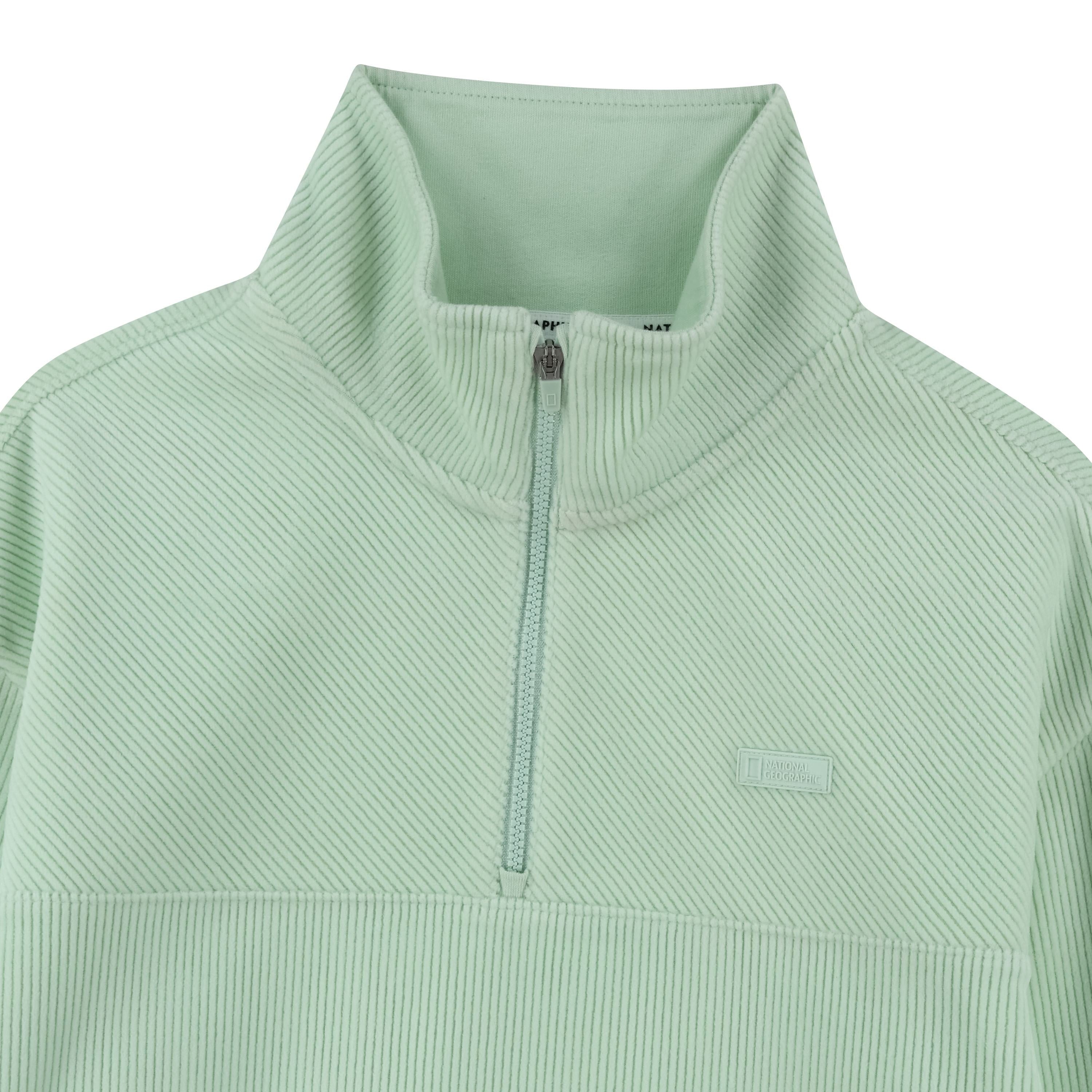 KIDS CORDUROY HALF ZIP SWEATSHIRT LIGHT MINT