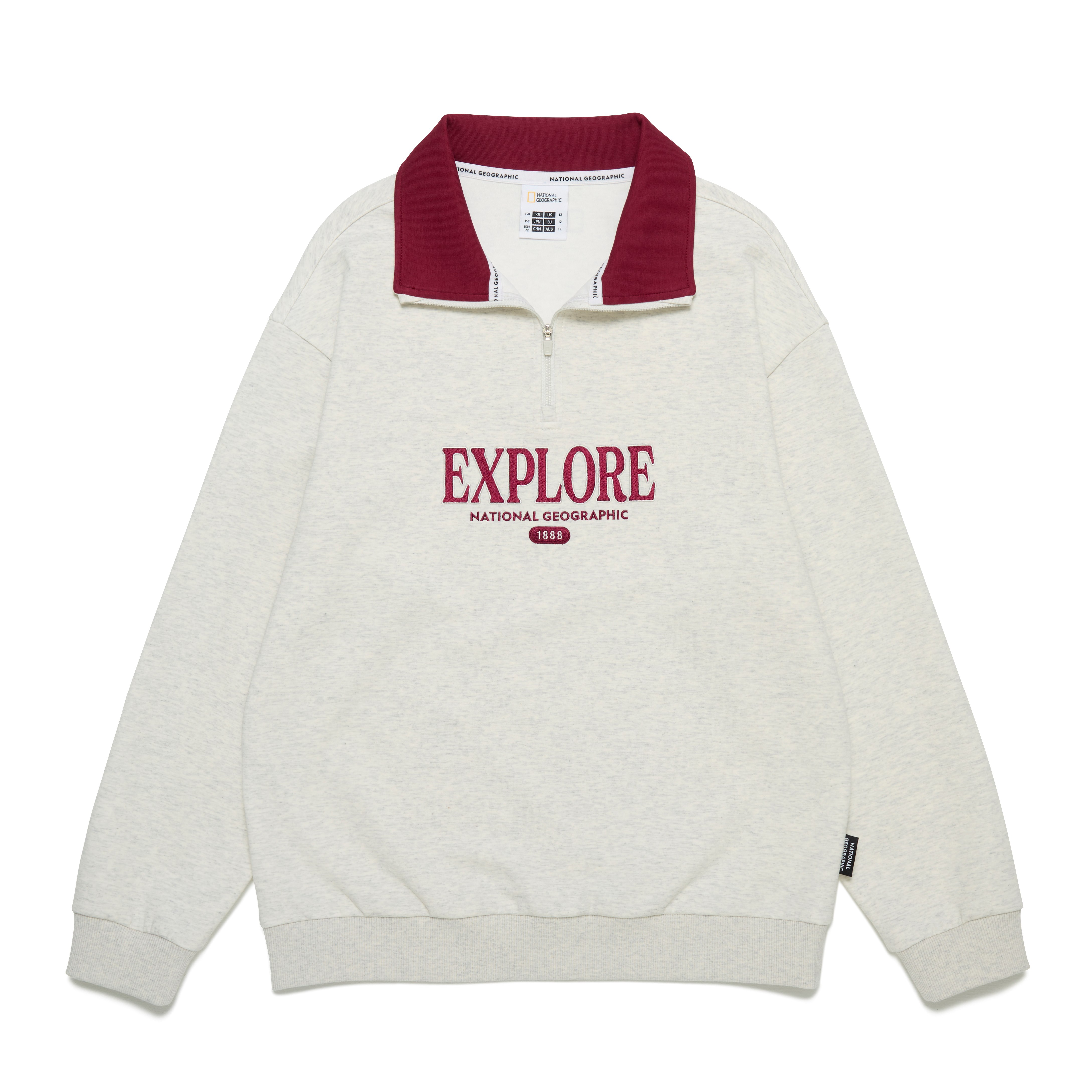 KIDS HALF ZIP-UP GRAPHIC SWEATSHIRT OATMEAL