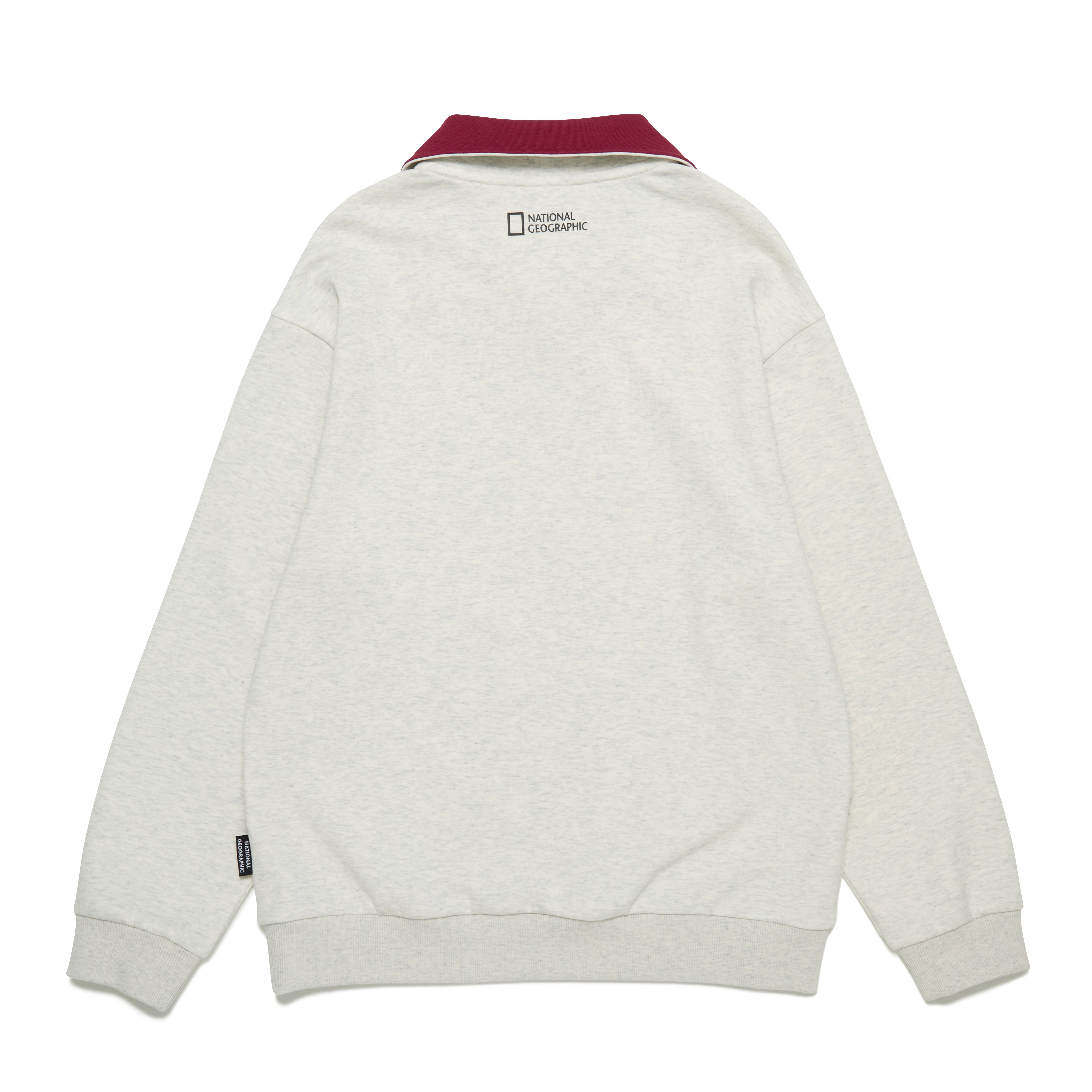 KIDS HALF ZIP-UP GRAPHIC SWEATSHIRT OATMEAL