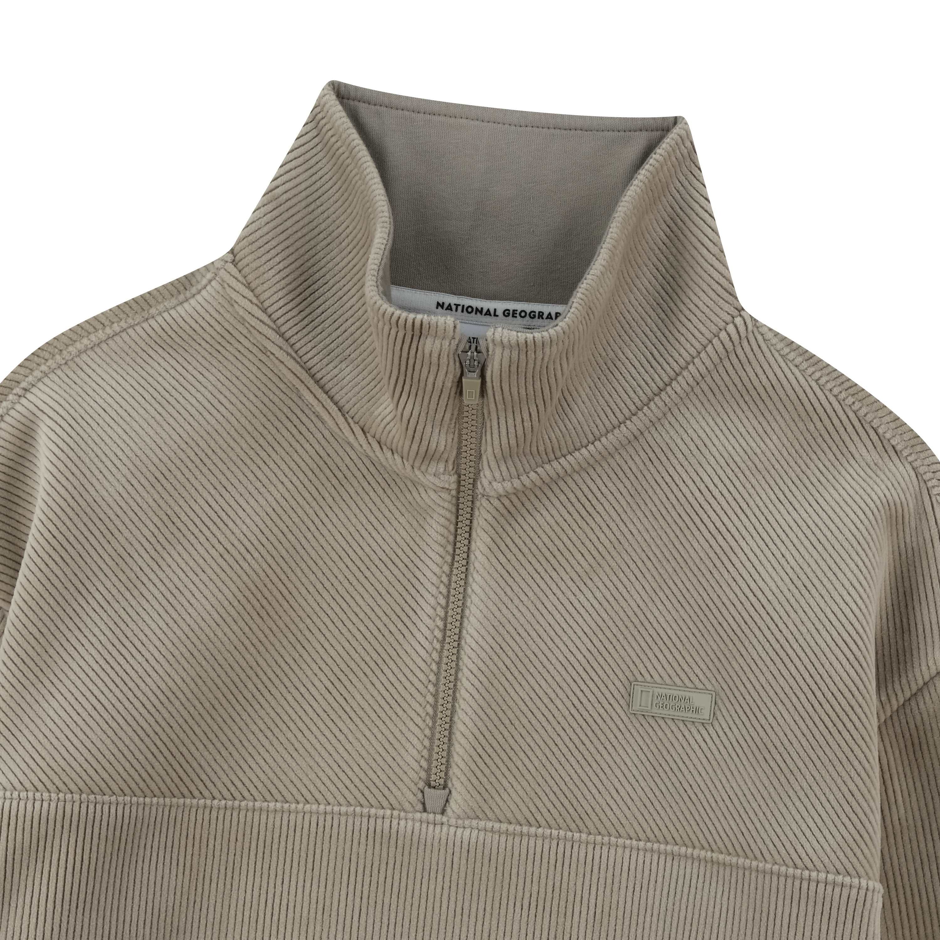 KIDS CORDUROY HALF ZIP SWEATSHIRT BEIGE