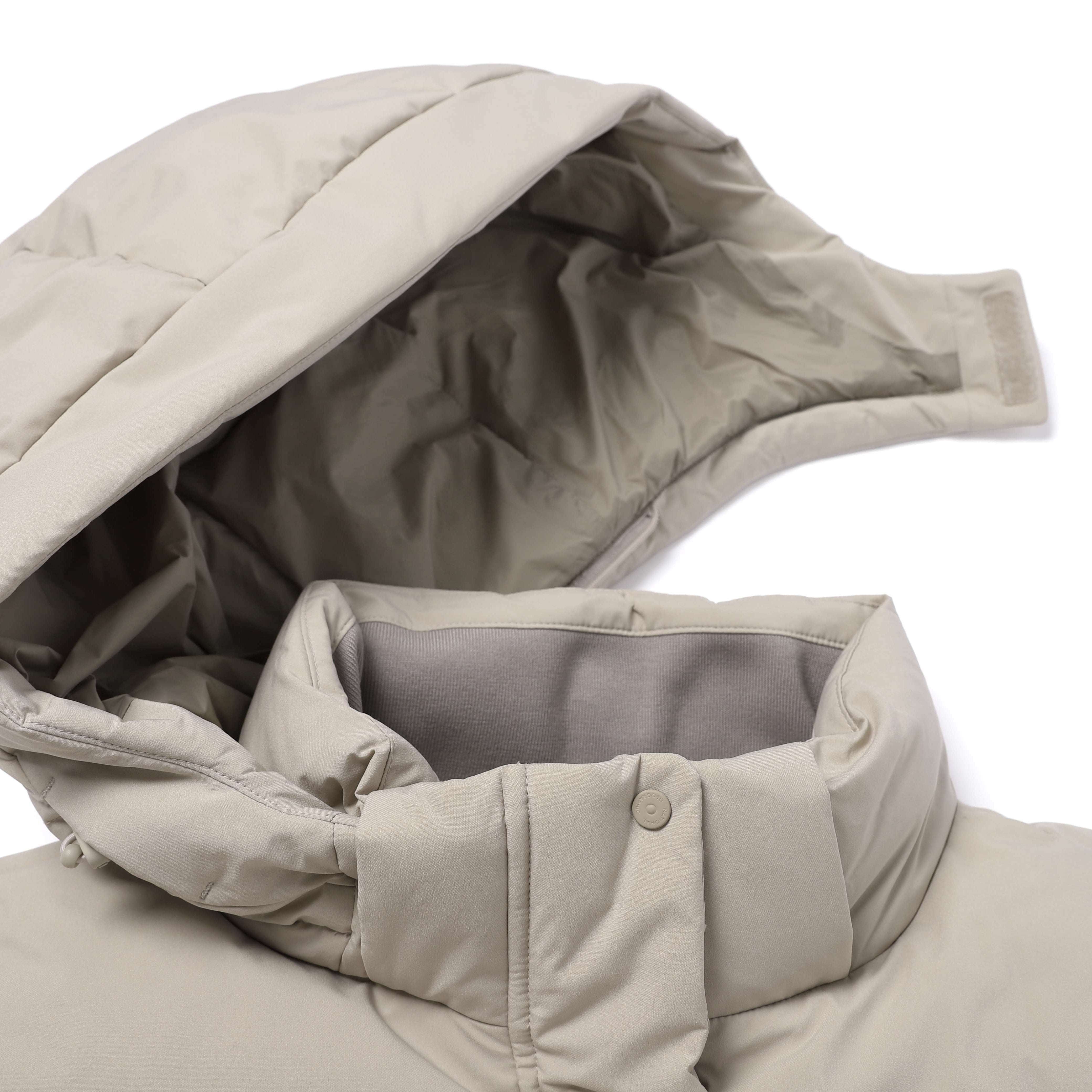 WOMEN MID-LENGTH DETACHABLE HOOD GOOSE DOWN JUMPER MOURNING BEIGE