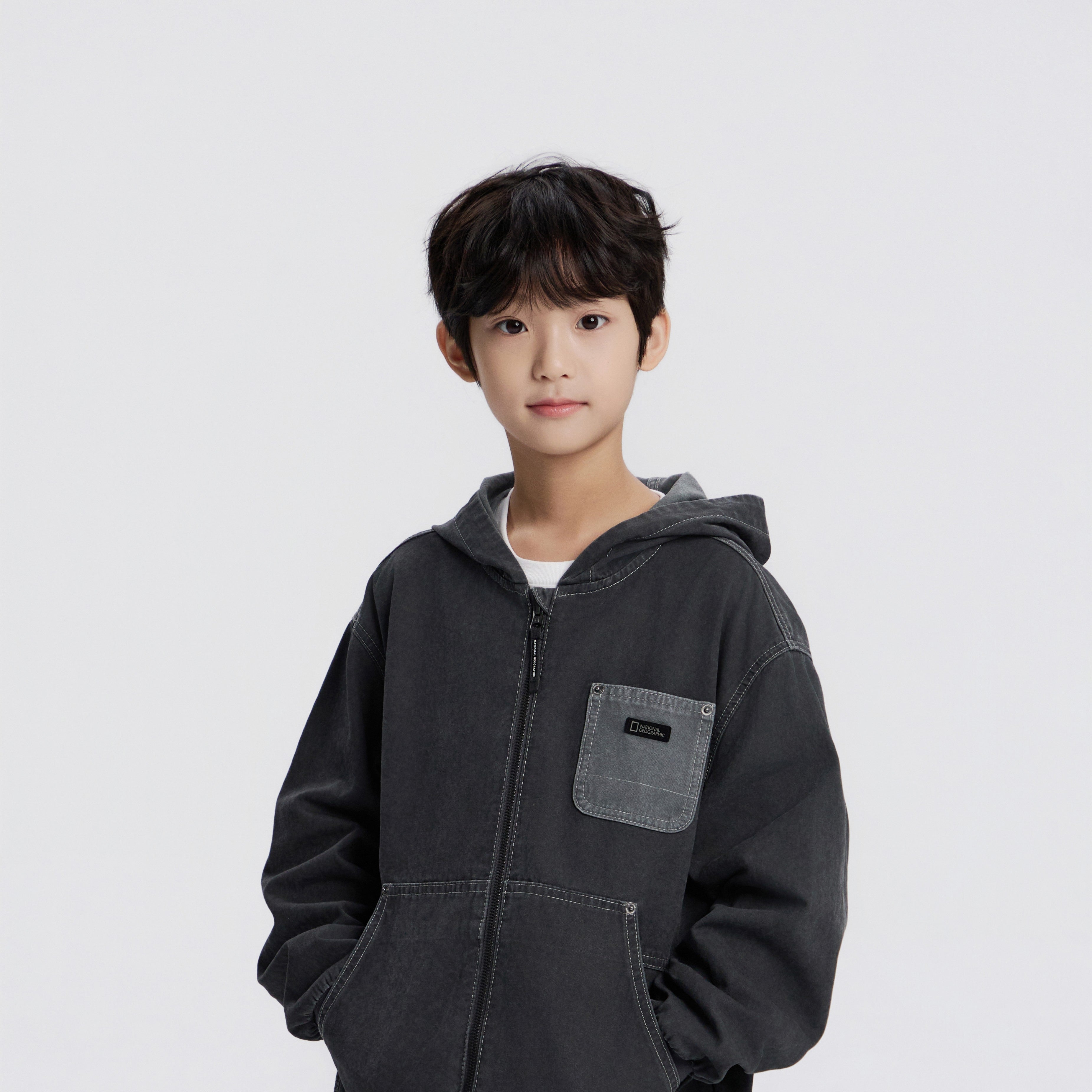 KIDS ADVENTURE HOODED FULL ZIP-UP JUMPER D/GREY