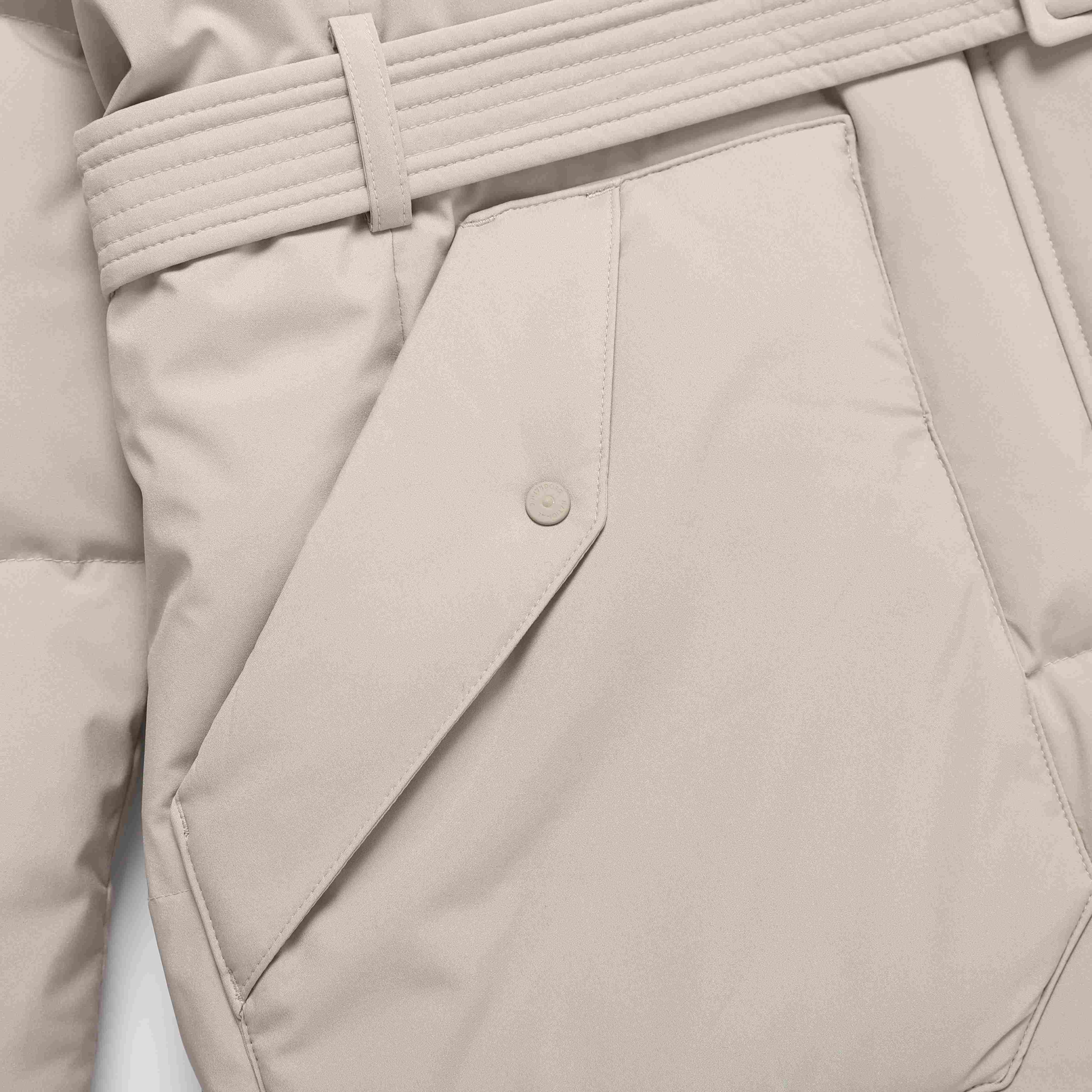 WOMEN MID-LENGTH DETACHABLE HOOD GOOSE DOWN JUMPER MOURNING BEIGE