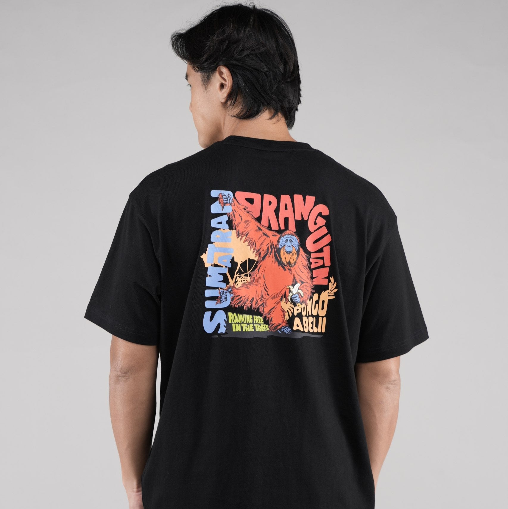 INDONESIA ORANGUTAN SHORT SLEEVE T-SHIRT (SEMI OVER FIT) BLACK