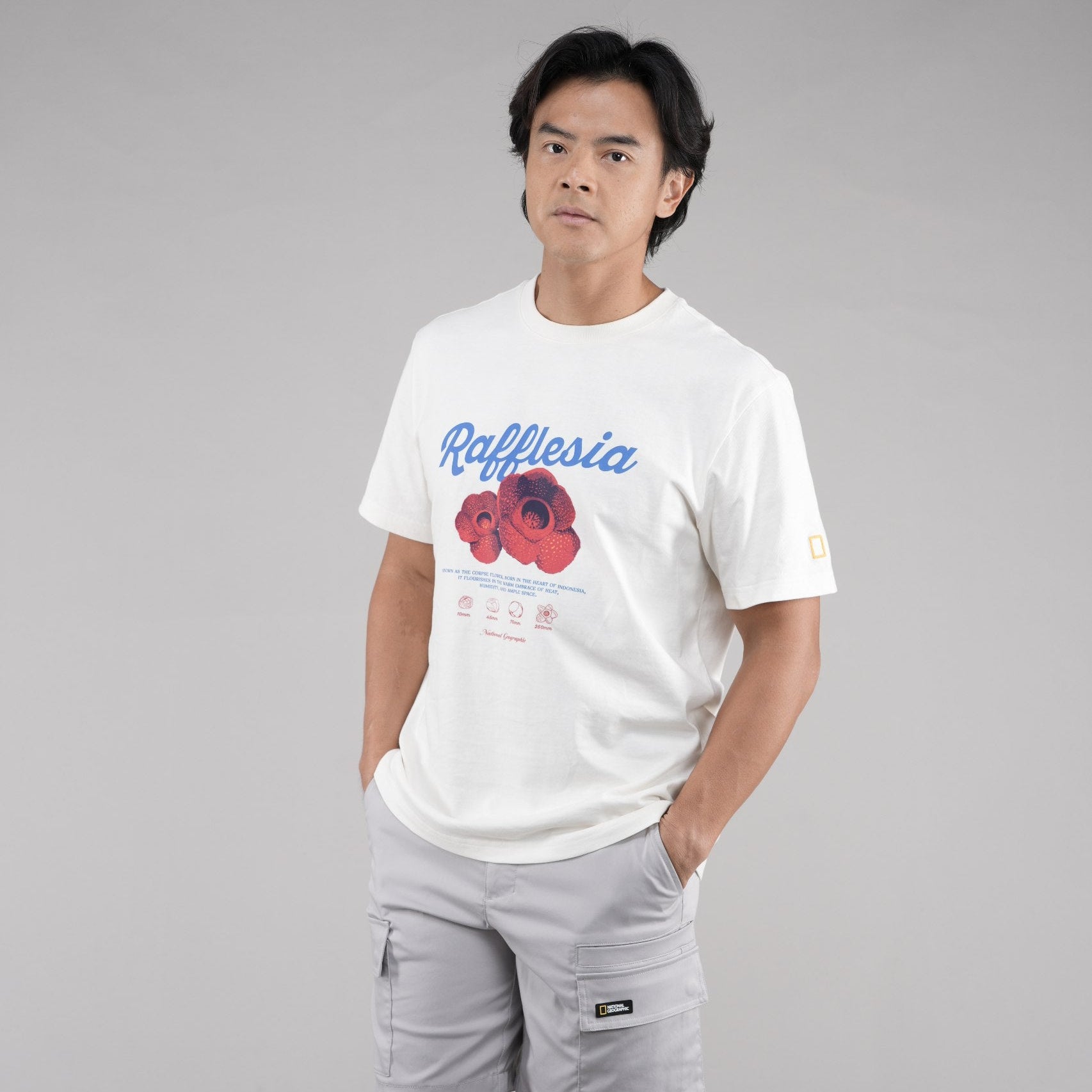 INDONESIA FLOWER SHORT SLEEVE T-SHIRT (BASIC FIT) IVORY