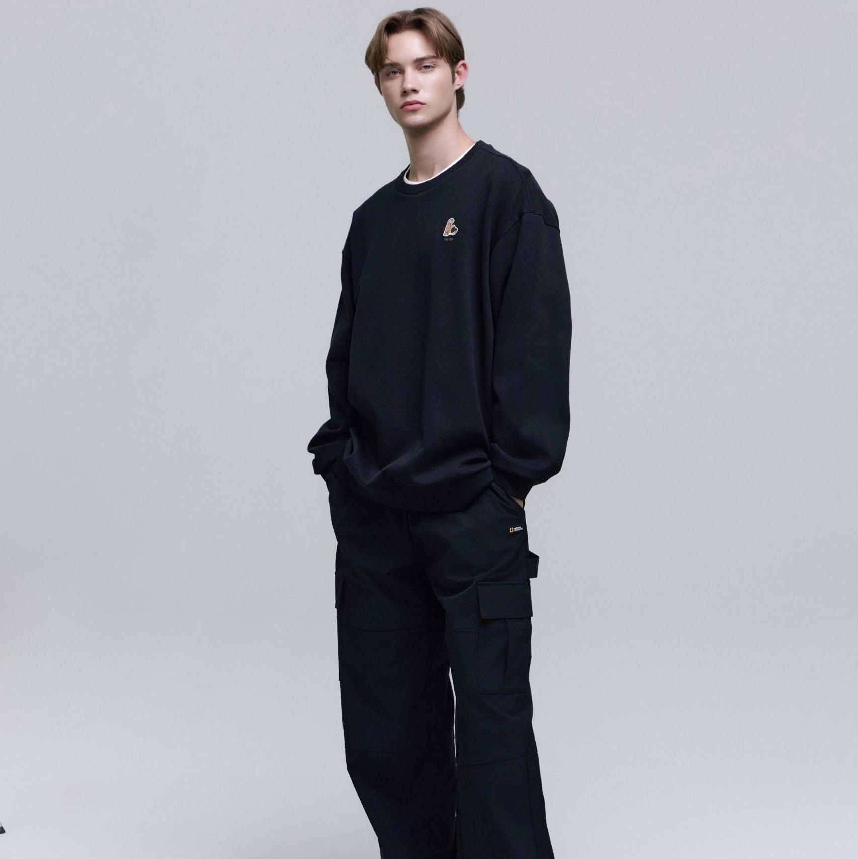 ANIMAL WAPPEN SEMI OVER FIT SWEATSHIRT CARBON BLACK
