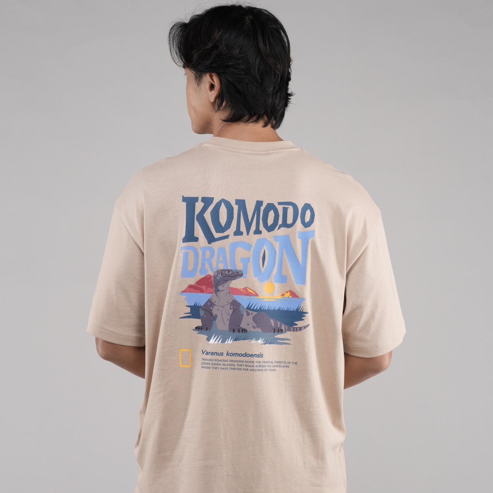 INDONESIA DRAGON SHORT SLEEVE T-SHIRT (SEMI OVER FIT) BEIGE
