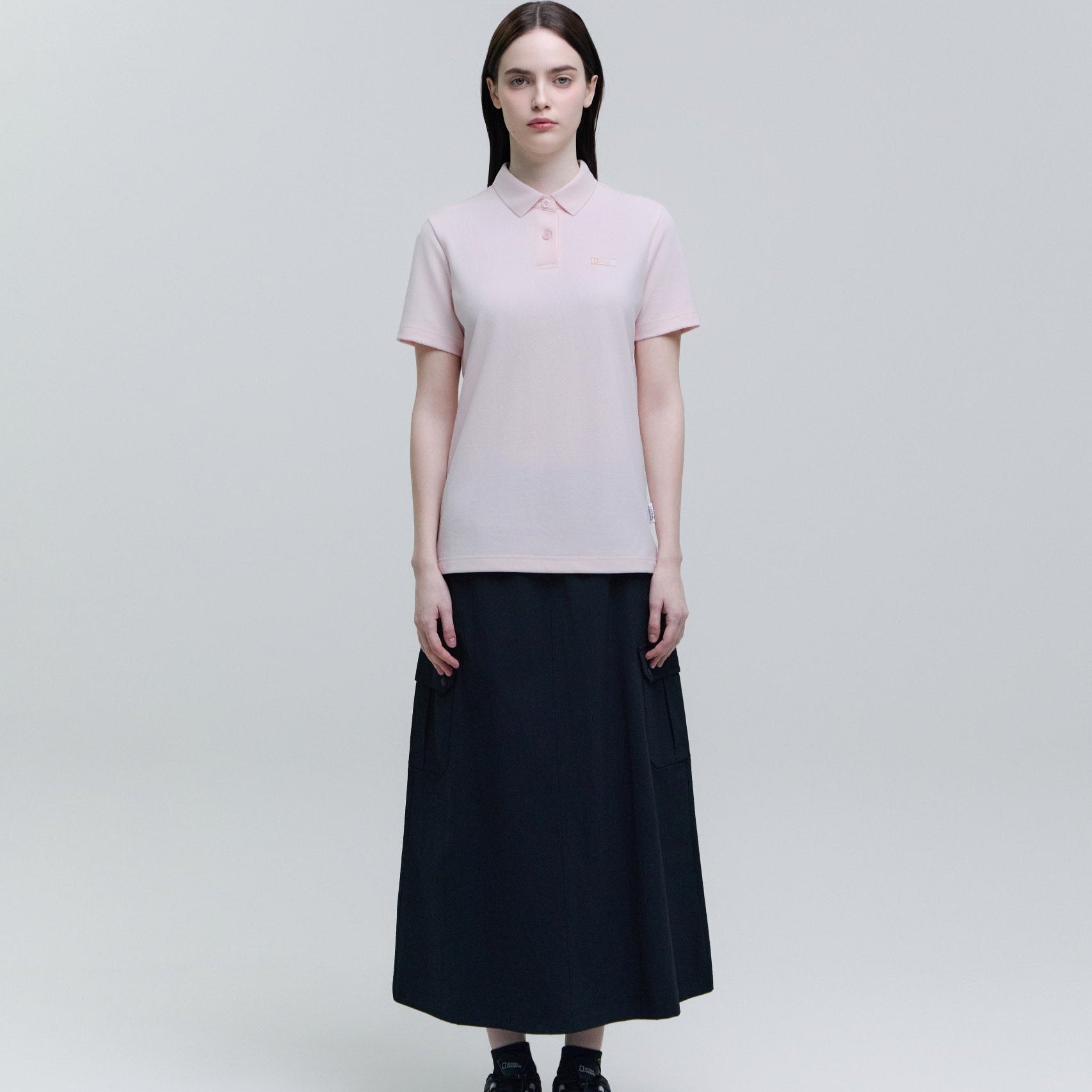 WOMEN ADELIE LIGHT WOVEN STRETCH CARGO SKIRT CARBON BLACK