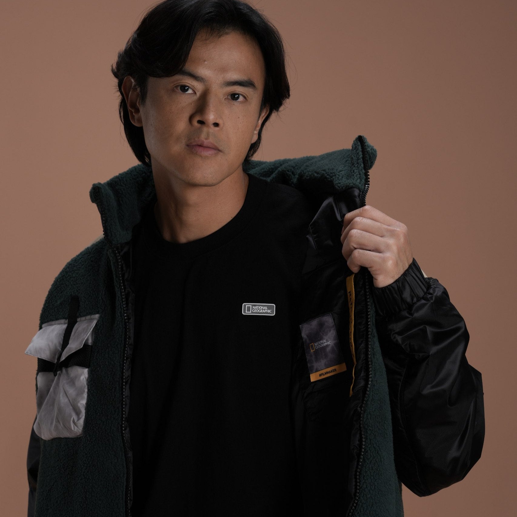 [FILMMAKER] 'NIGHT SHOOT' FLEECE BLOCK JACKET KHAKI