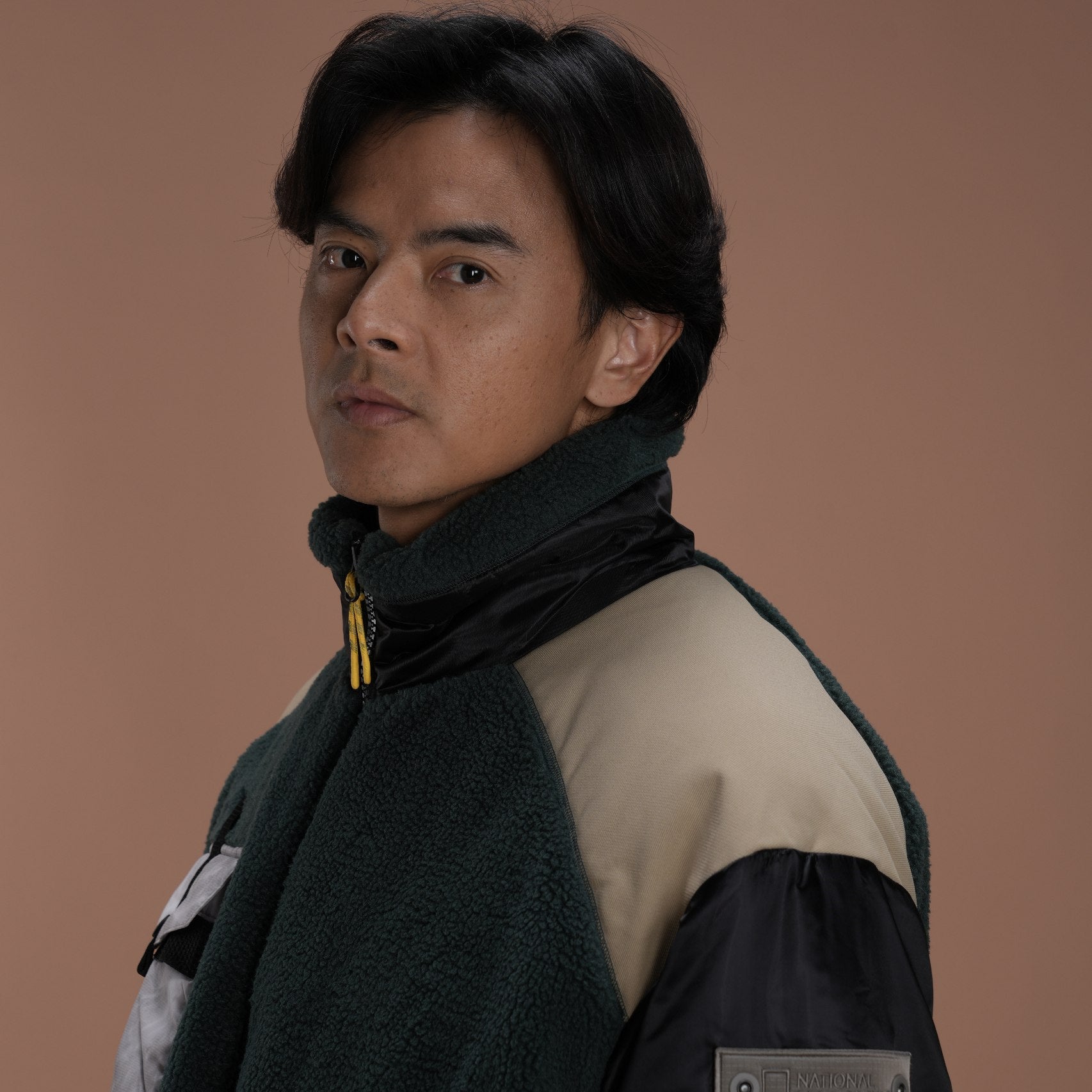 [FILMMAKER] 'NIGHT SHOOT' FLEECE BLOCK JACKET KHAKI