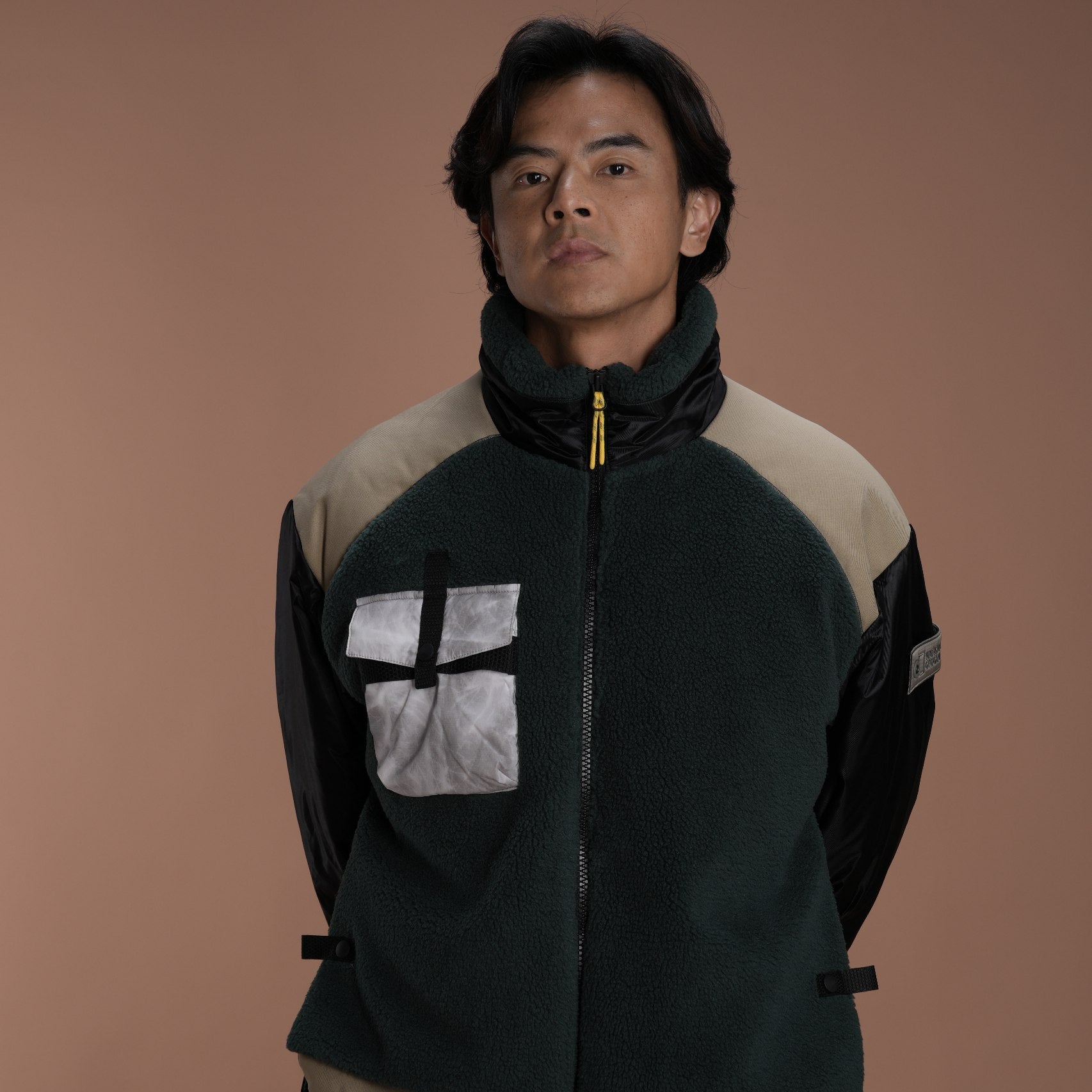 [FILMMAKER] 'NIGHT SHOOT' FLEECE BLOCK JACKET KHAKI