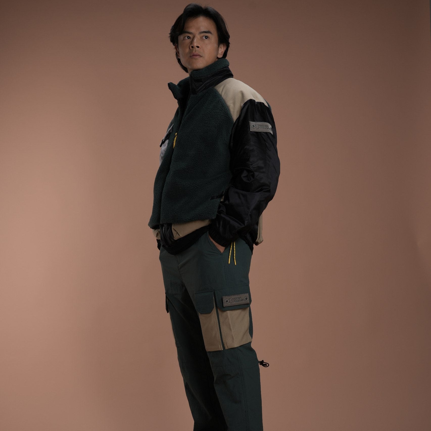 [FILMMAKER] 'NIGHT SHOOT' FLEECE BLOCK JACKET KHAKI