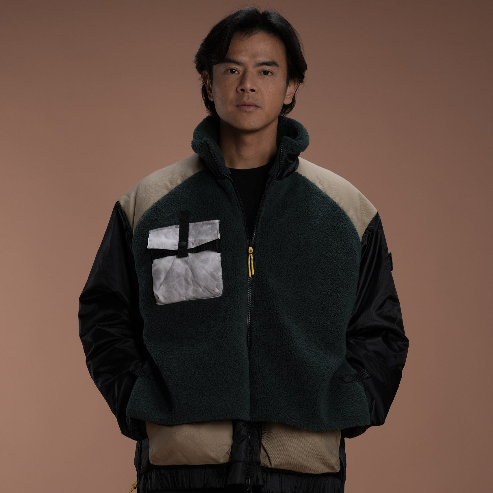 [FILMMAKER] 'NIGHT SHOOT' FLEECE BLOCK JACKET KHAKI