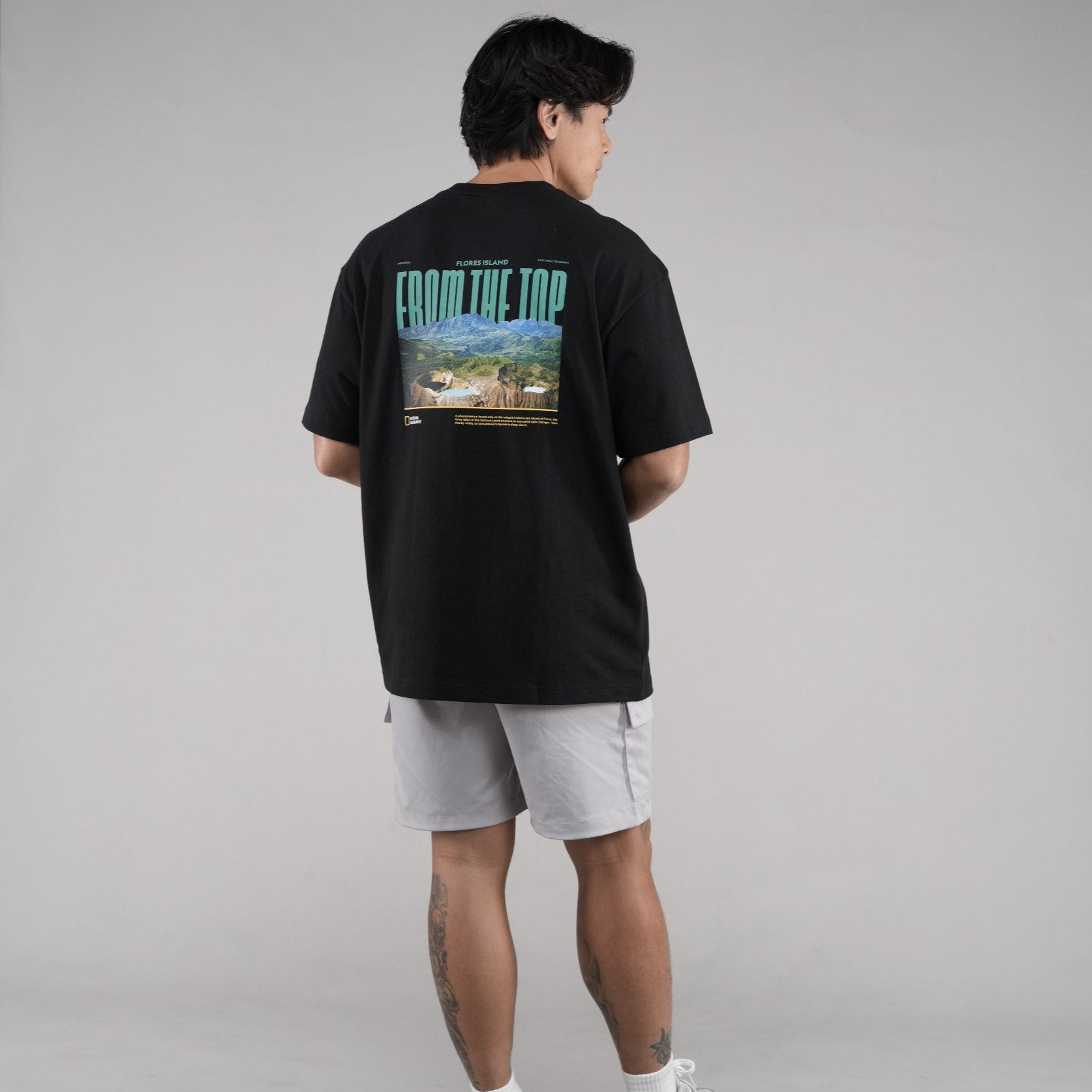 INDONESIA ISLAND SHORT SLEEVE T-SHIRT (SEMI OVER FIT) BLACK