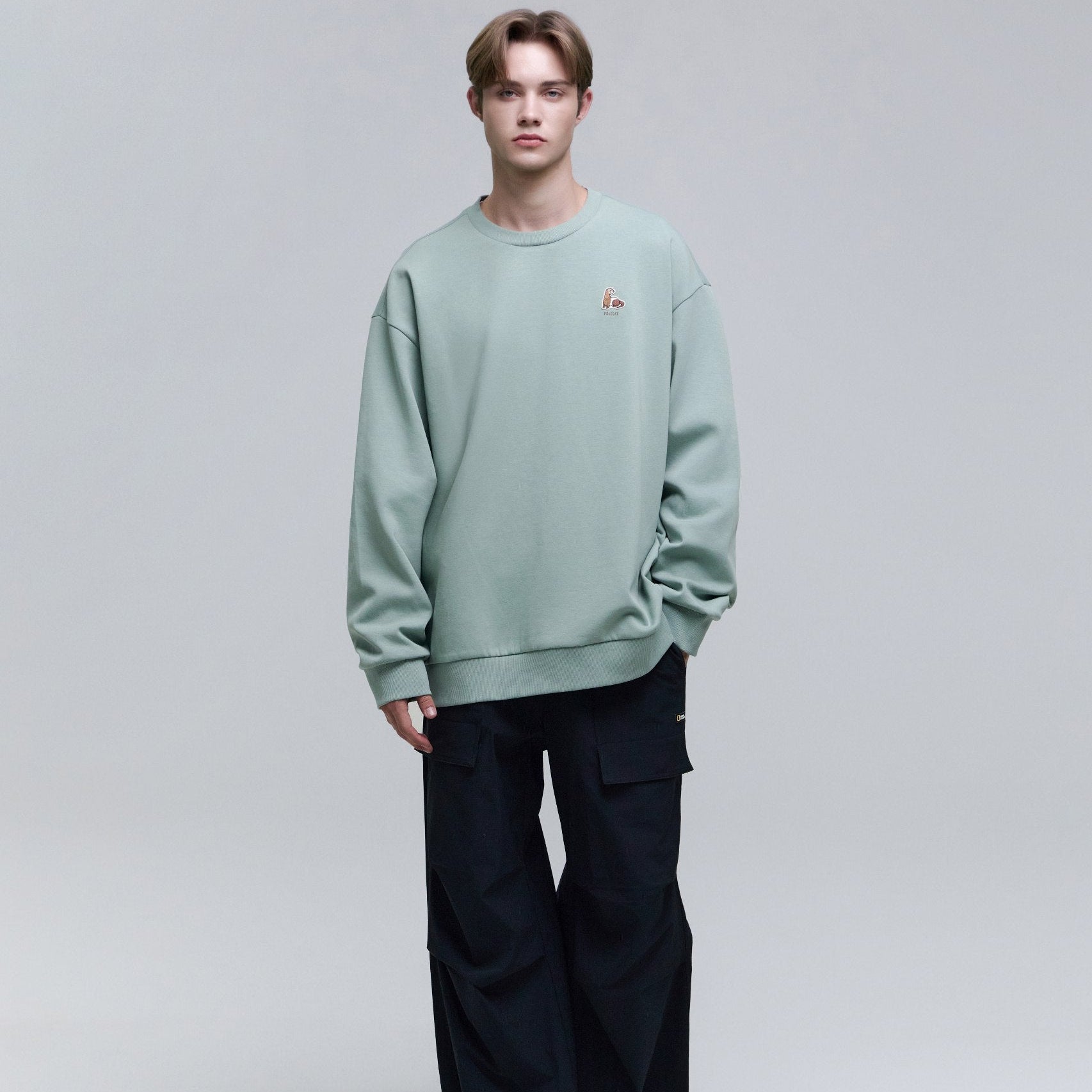 ANIMAL WAPPEN SEMI OVER FIT SWEATSHIRT KHAKI GREEN