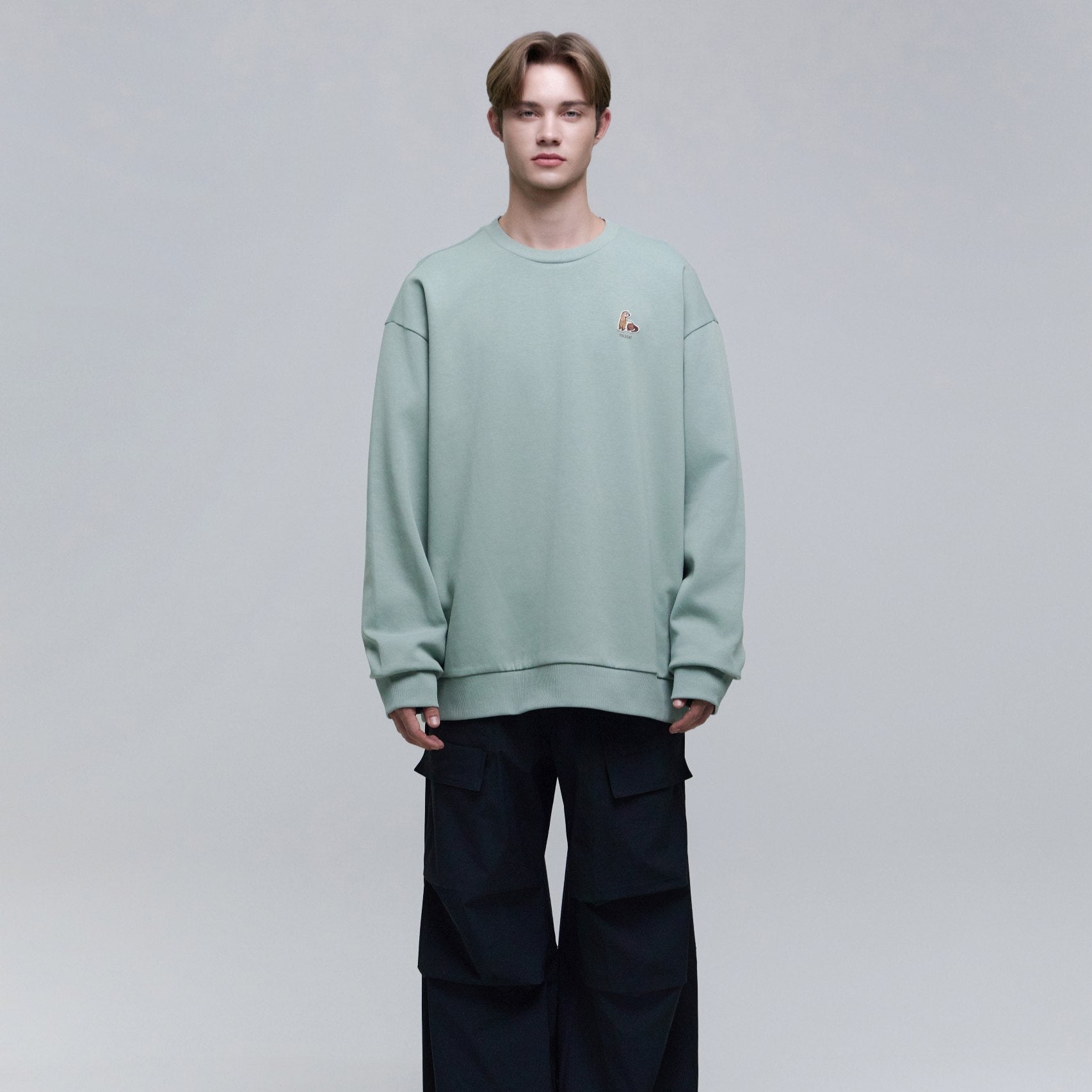 ANIMAL WAPPEN SEMI OVER FIT SWEATSHIRT KHAKI GREEN