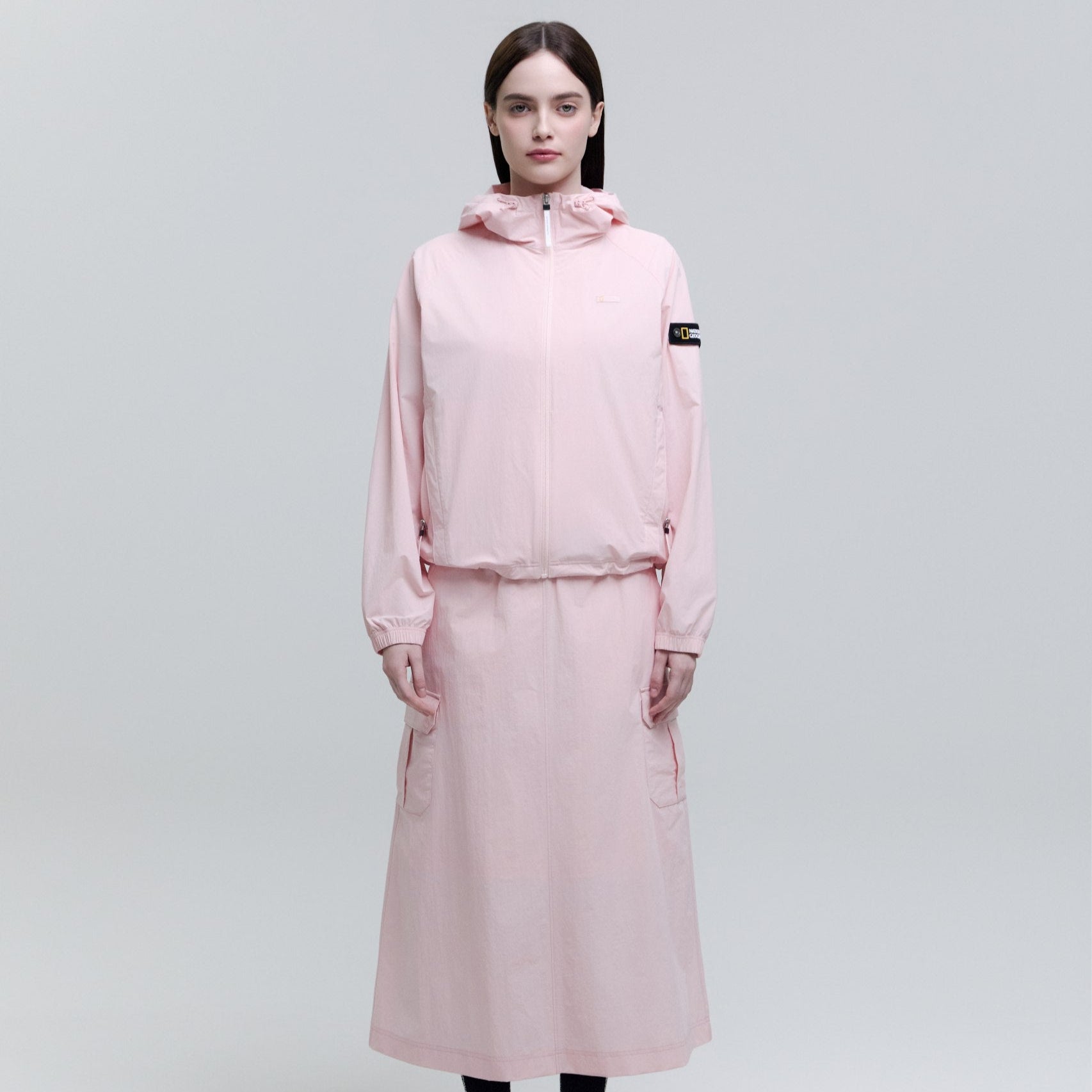 WOMEN ADELIE LIGHT WOVEN STRETCH CARGO SKIRT L/PINK