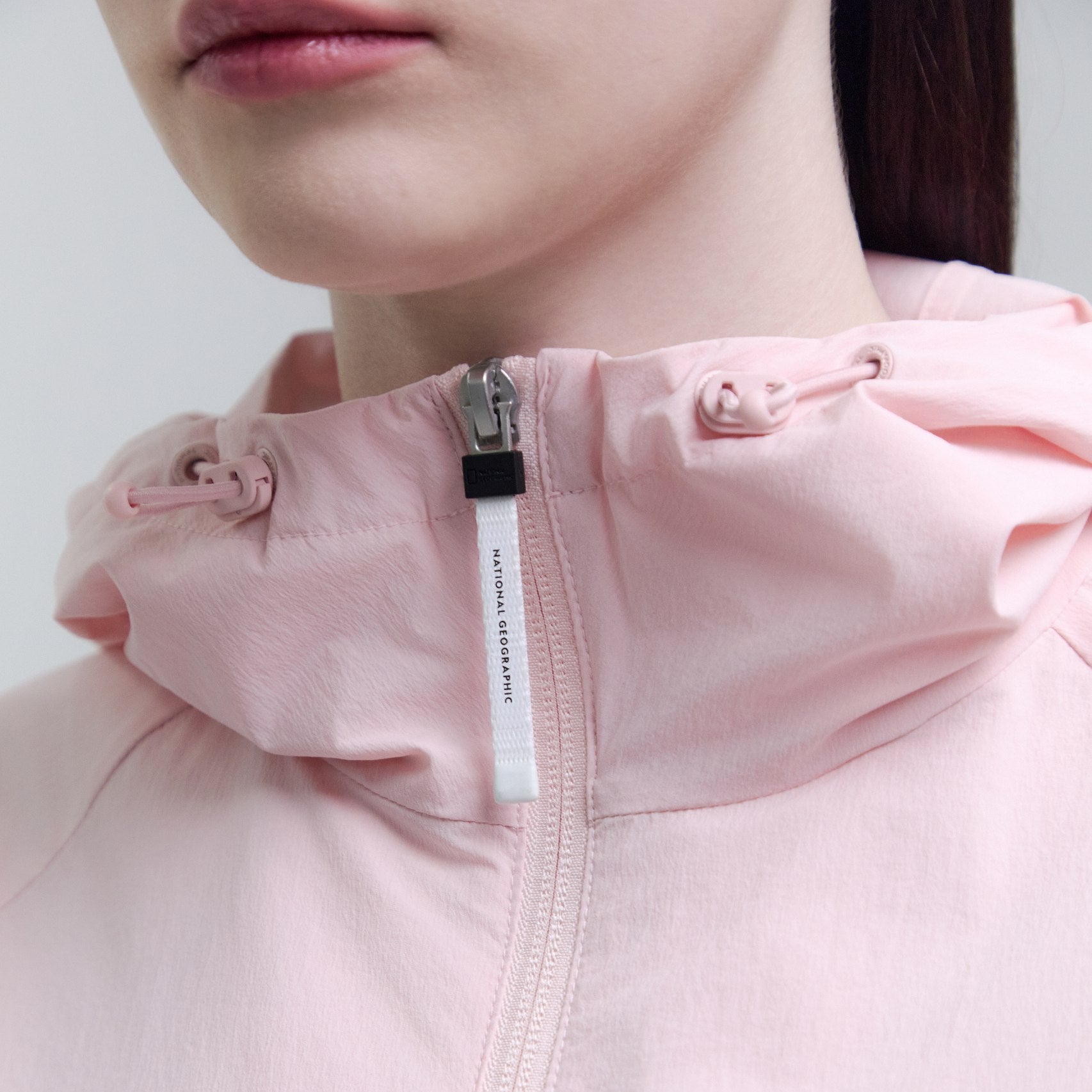 WOMEN ADELIE LIGHT WOVEN STRETCH FULL ZIP UP HOODIE JUMPER L/PINK
