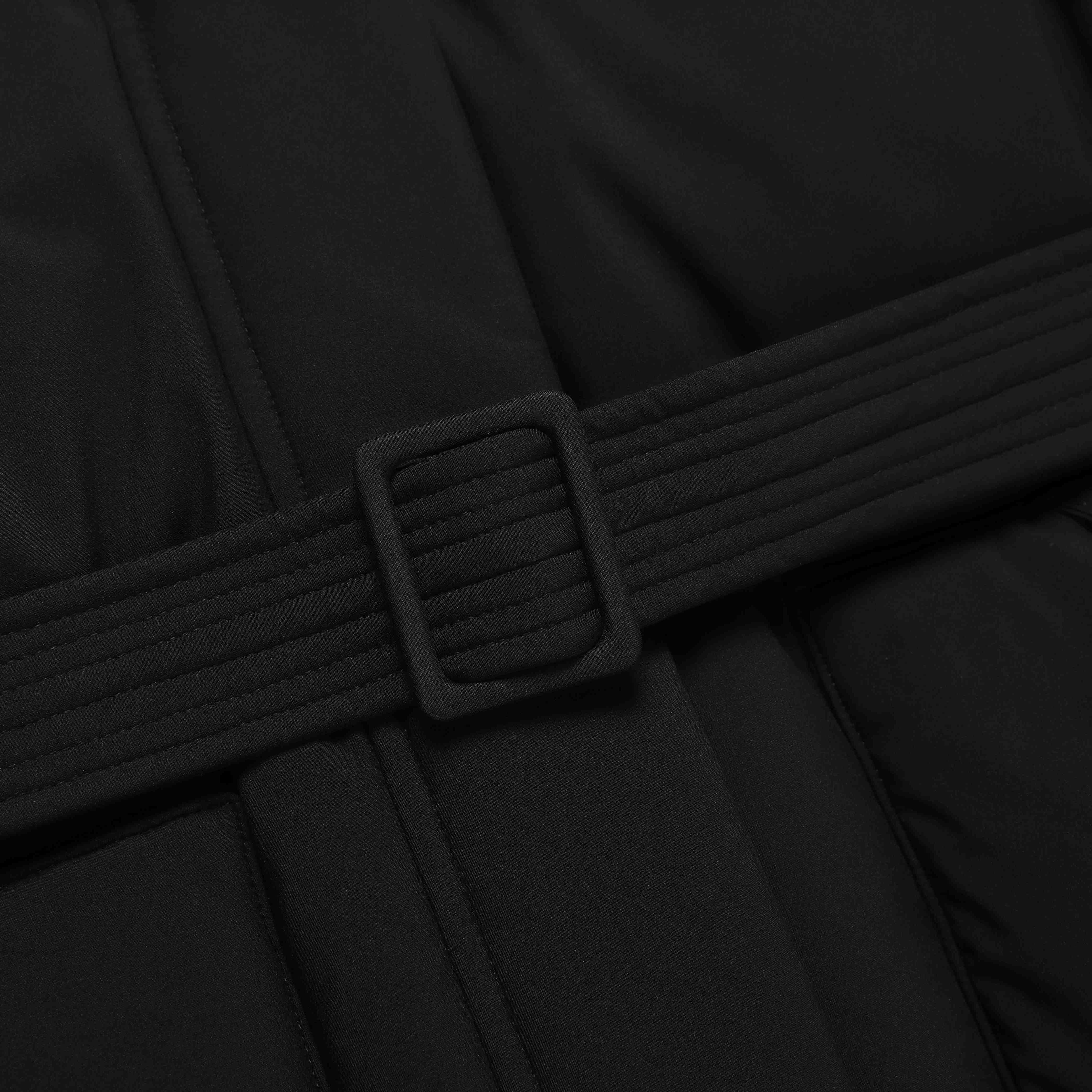 WOMEN MID-LENGTH DETACHABLE HOOD GOOSE DOWN JUMPER BLACK