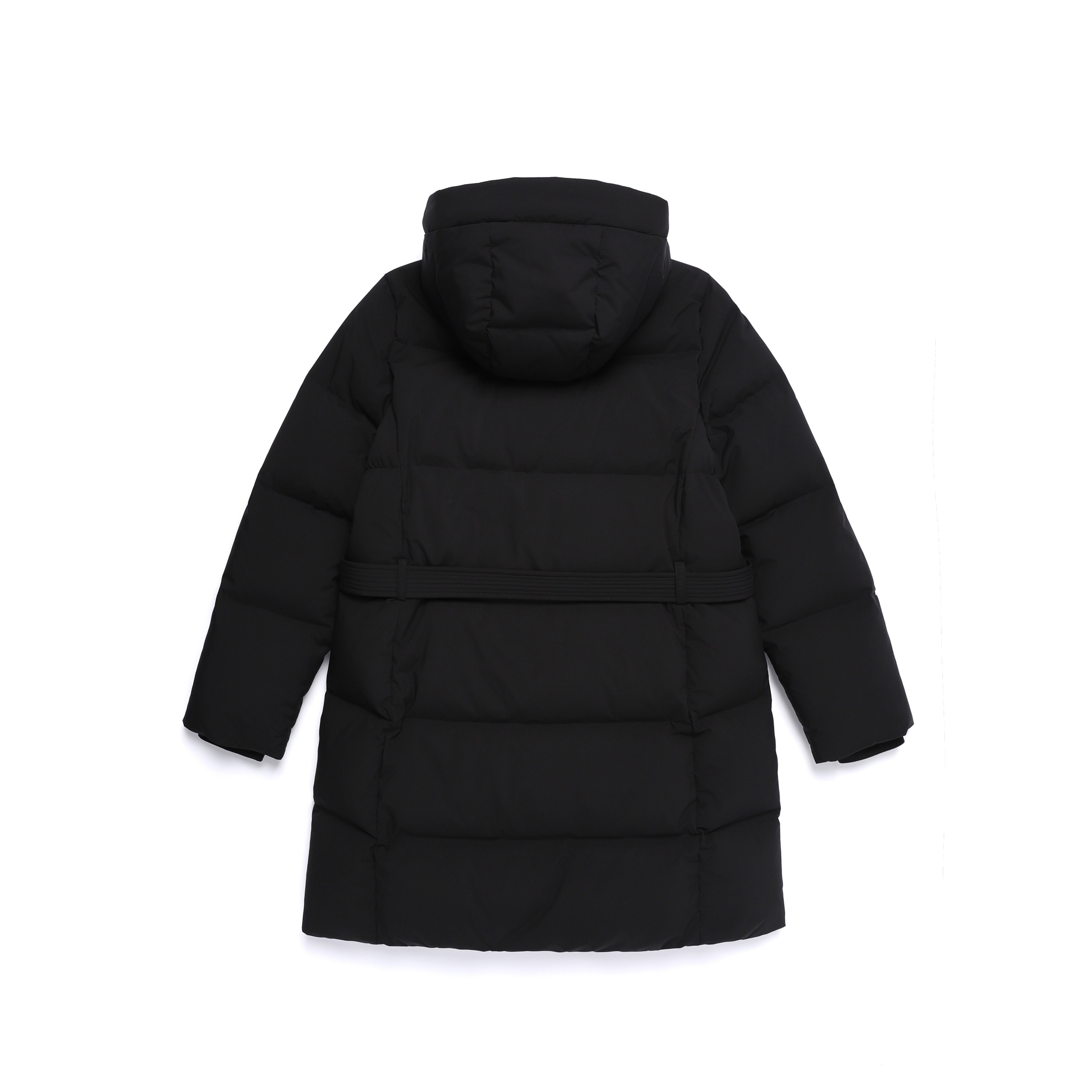 WOMEN MID-LENGTH DETACHABLE HOOD GOOSE DOWN JUMPER BLACK