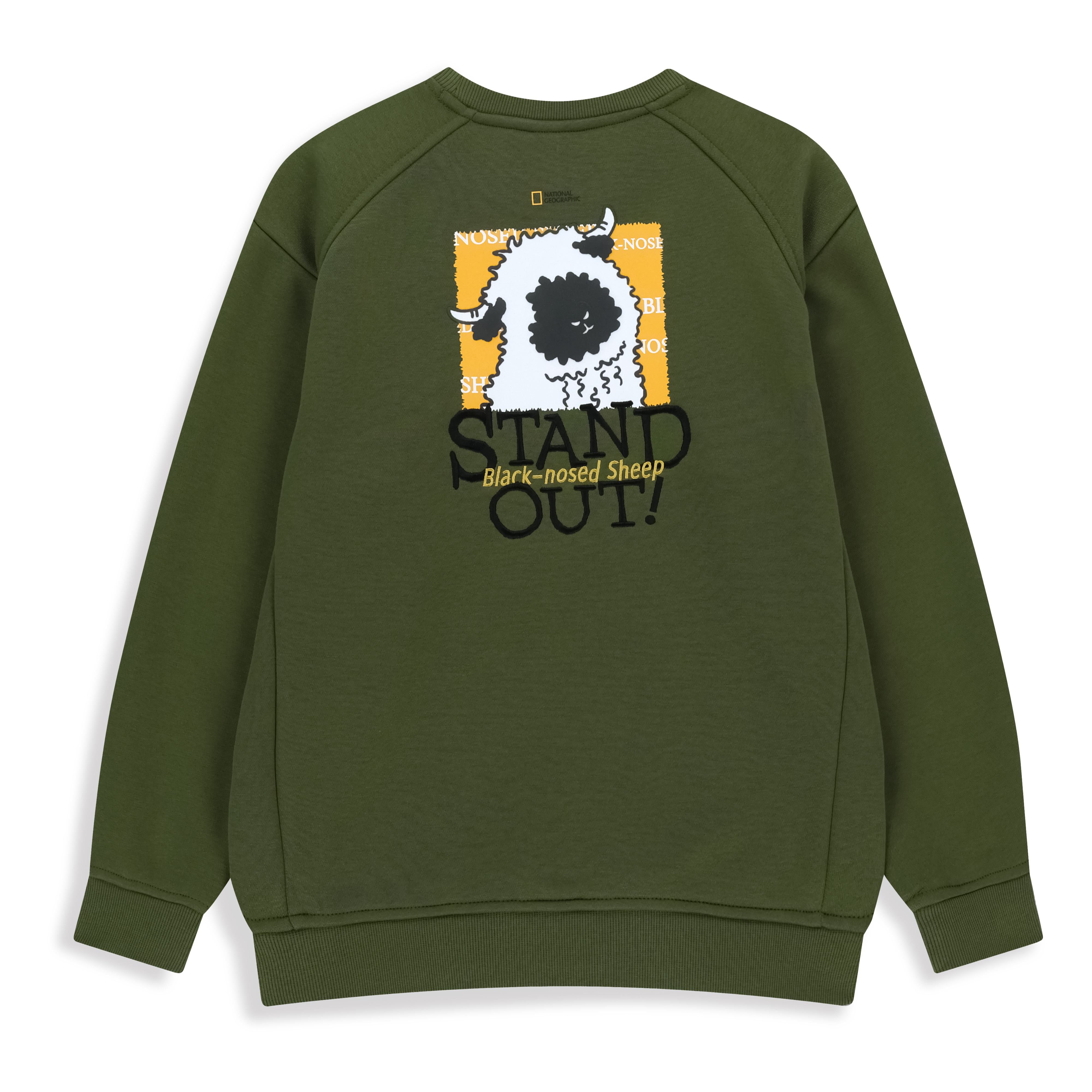 KIDS SEASONAL BACKGRAPHIC SWEATSHIRT (BRUSHED) KHAKI