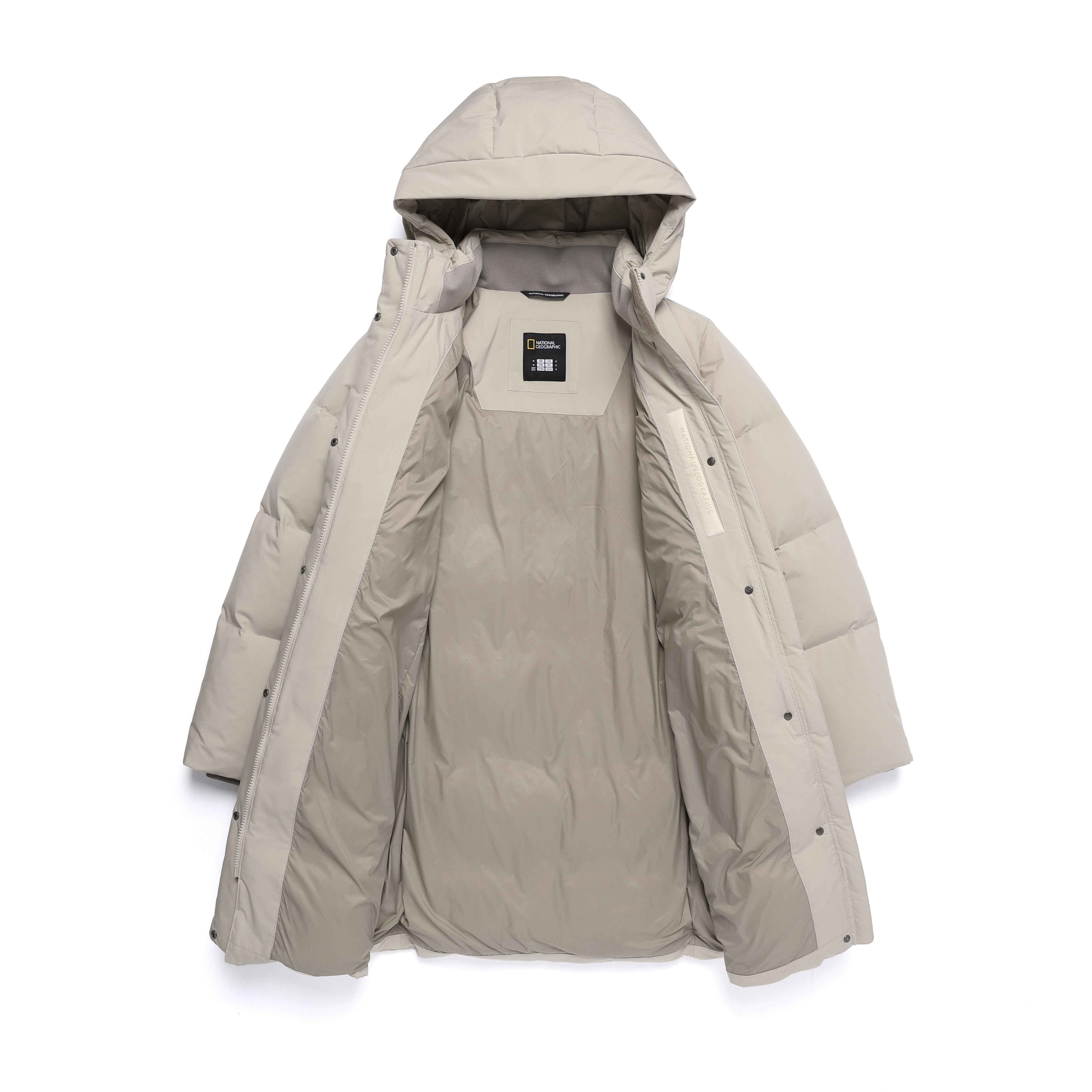 WOMEN MID-LENGTH DETACHABLE HOOD GOOSE DOWN JUMPER MOURNING BEIGE